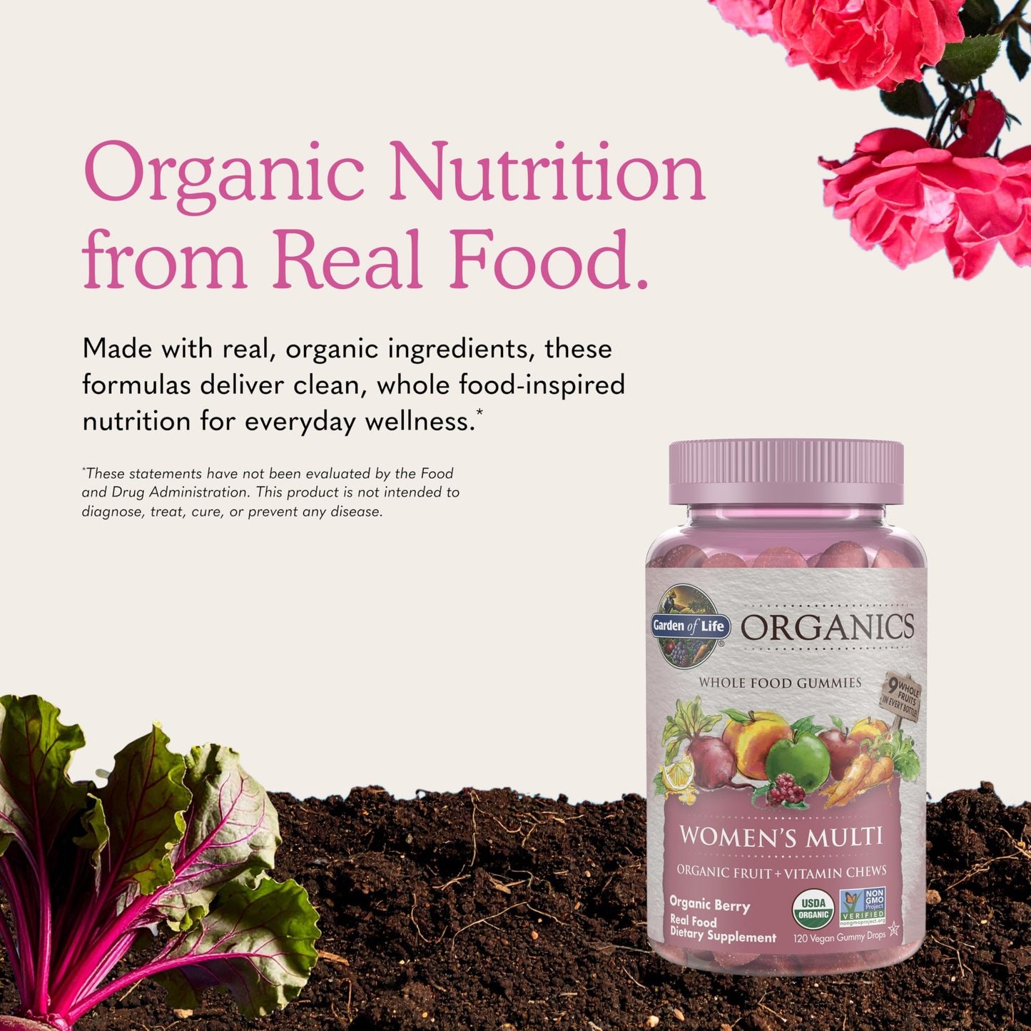 Garden of Life Organics Women's Gummies Multivitamin, 120 Gummies