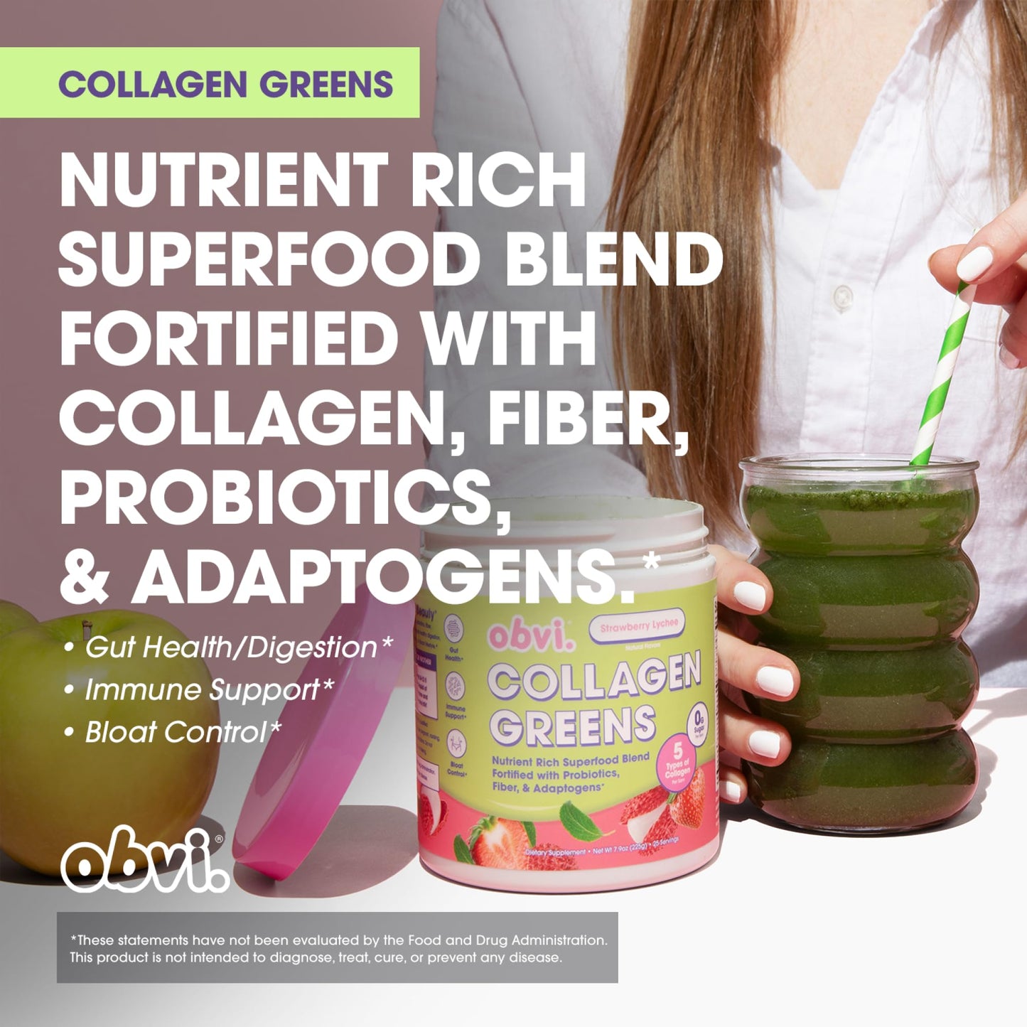 Obvi Collagen Greens Powder 8.9 Ounce (Pack of 1)