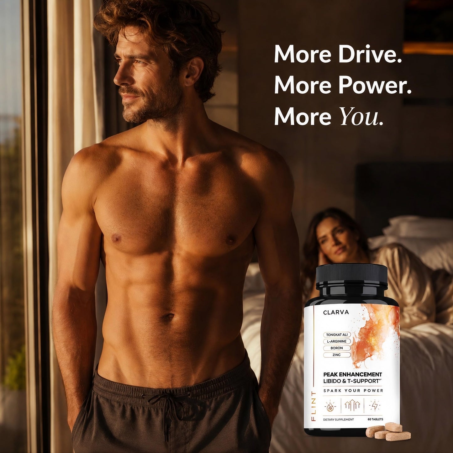 CLARVA Male Enhancing Supplement & Libido Support Tablets 60 Count