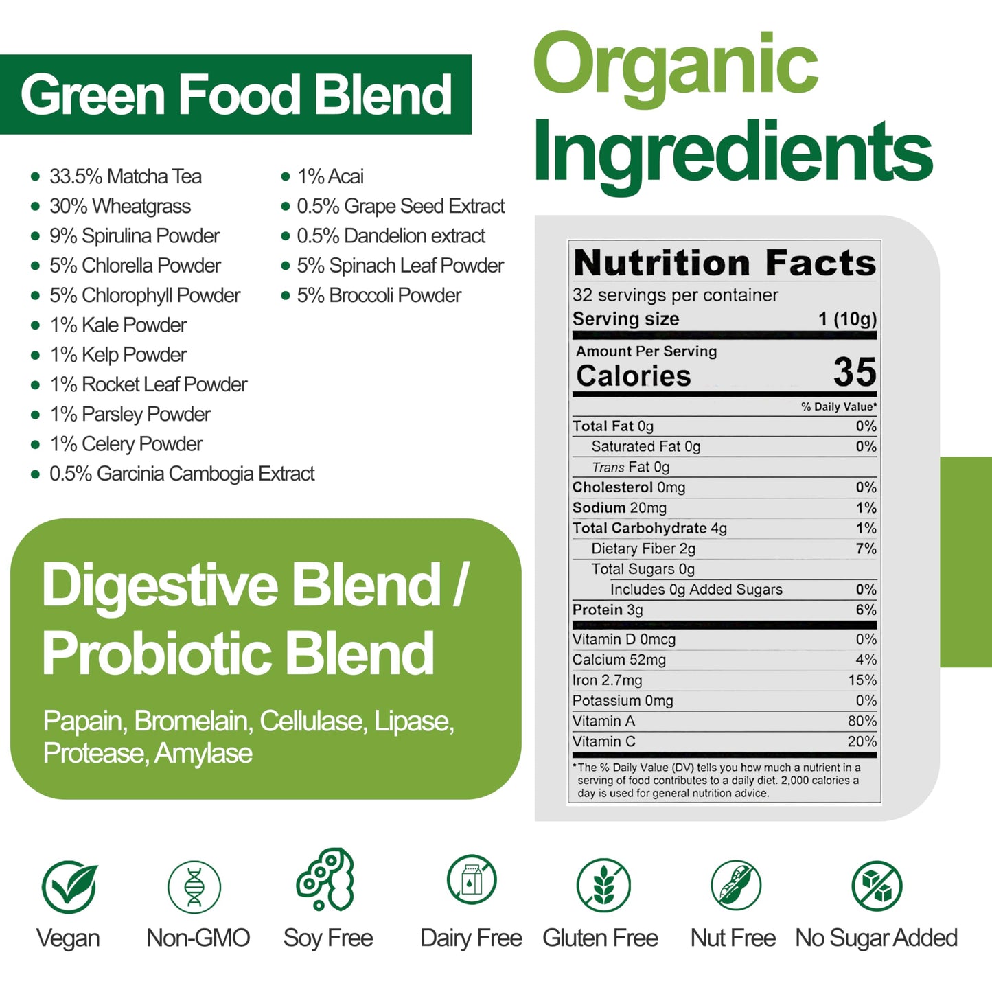 Teami Organic Super Greens Powder for Immunity & Digestion, 11.28 Ounce