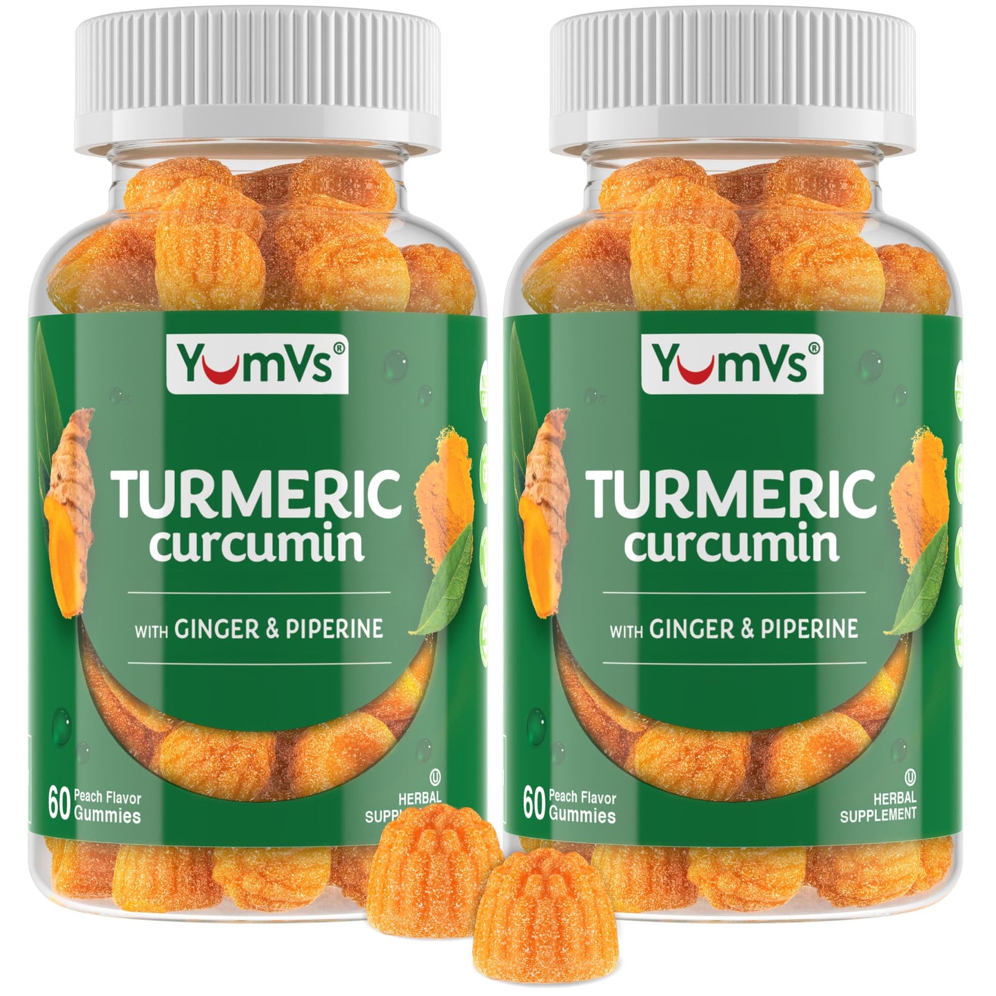 YUM-V'S Turmeric Gummies with Ginger and Piperine 120 Count