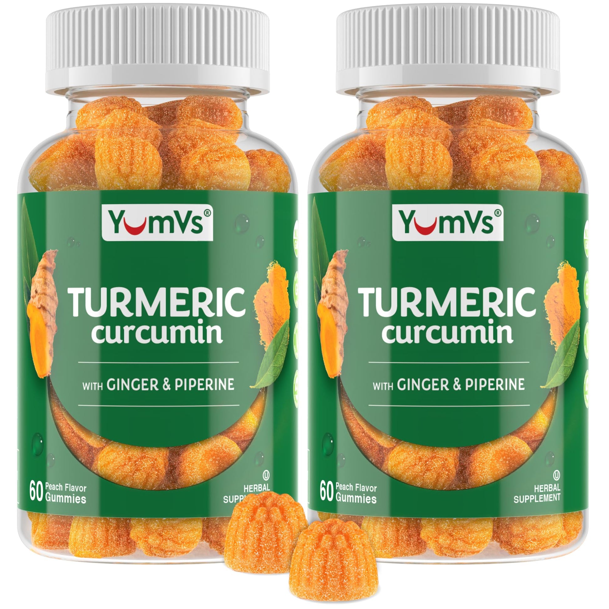 YUM-V'S Turmeric Gummies with Ginger and Piperine 120 Count
