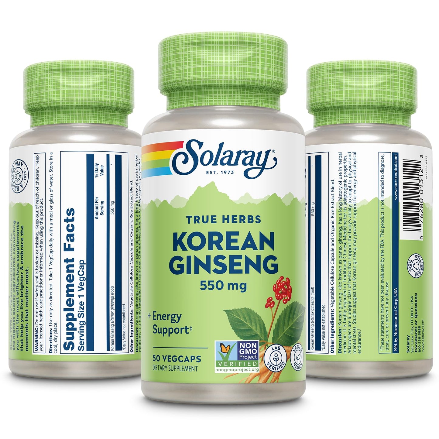 SOLARAY Korean Ginseng 550 mg Capsule, 50 Count
