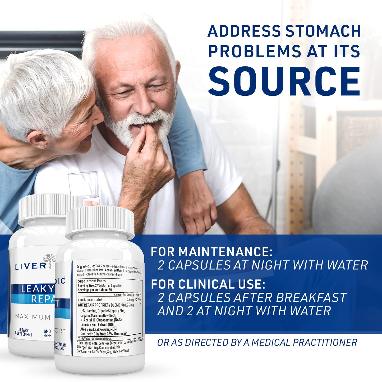 Liver Medic Leaky Gut Repair Natural Gut Health Supplement Capsules, 60 Count