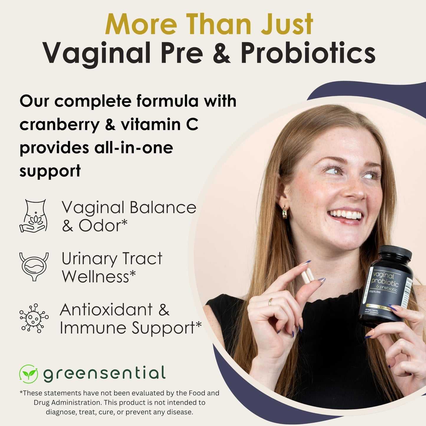 Greensential Vaginal Probiotics & Prebiotics Capsule, 120 Count