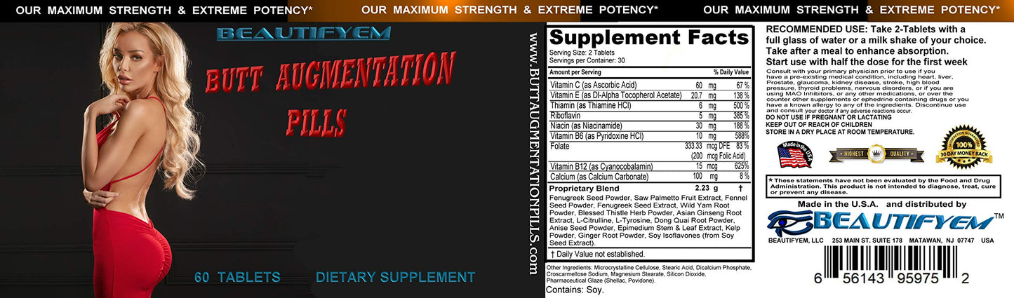 BEAUTIFYEM Butt Augmentation Pills, 60 Tablets