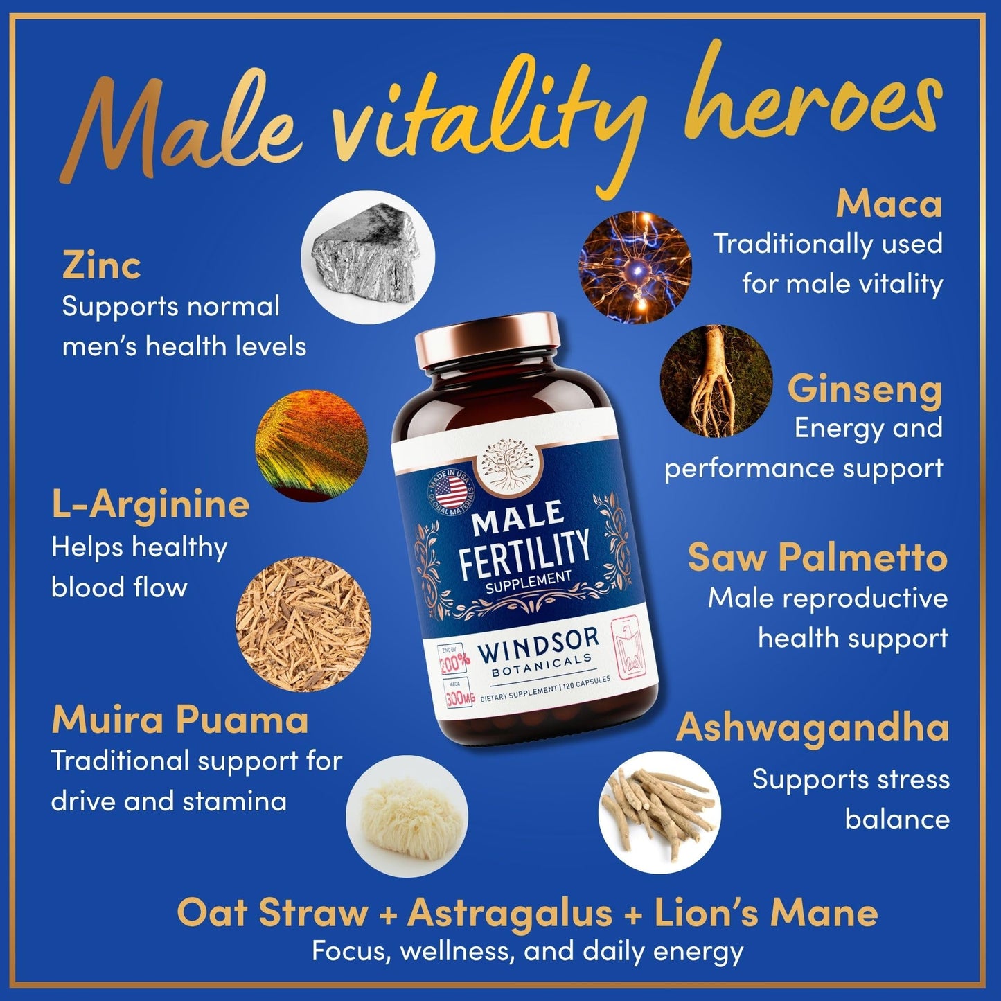 Windsor Botanicals Fertility Supplements for Men Prenatal Vitamins 240 Capsules
