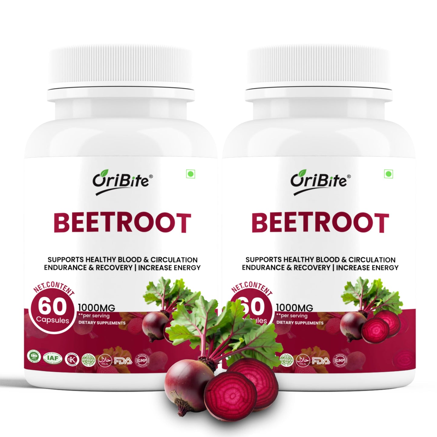 ORIBITE Beetroot Capsule 1000mg, 60 Veg Capsules