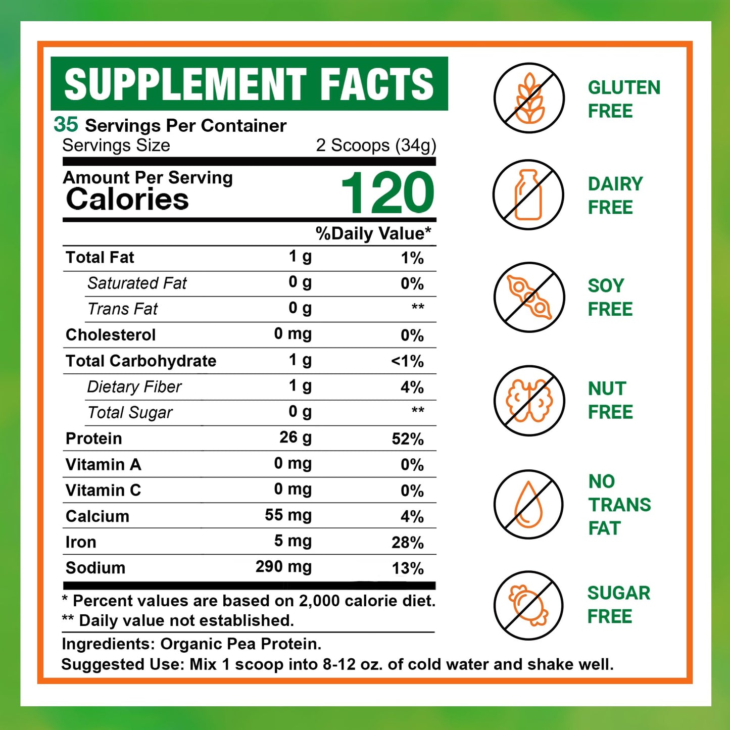 Zammex Organic Pea Protein Powder 2.62 lb (Pack of 1)