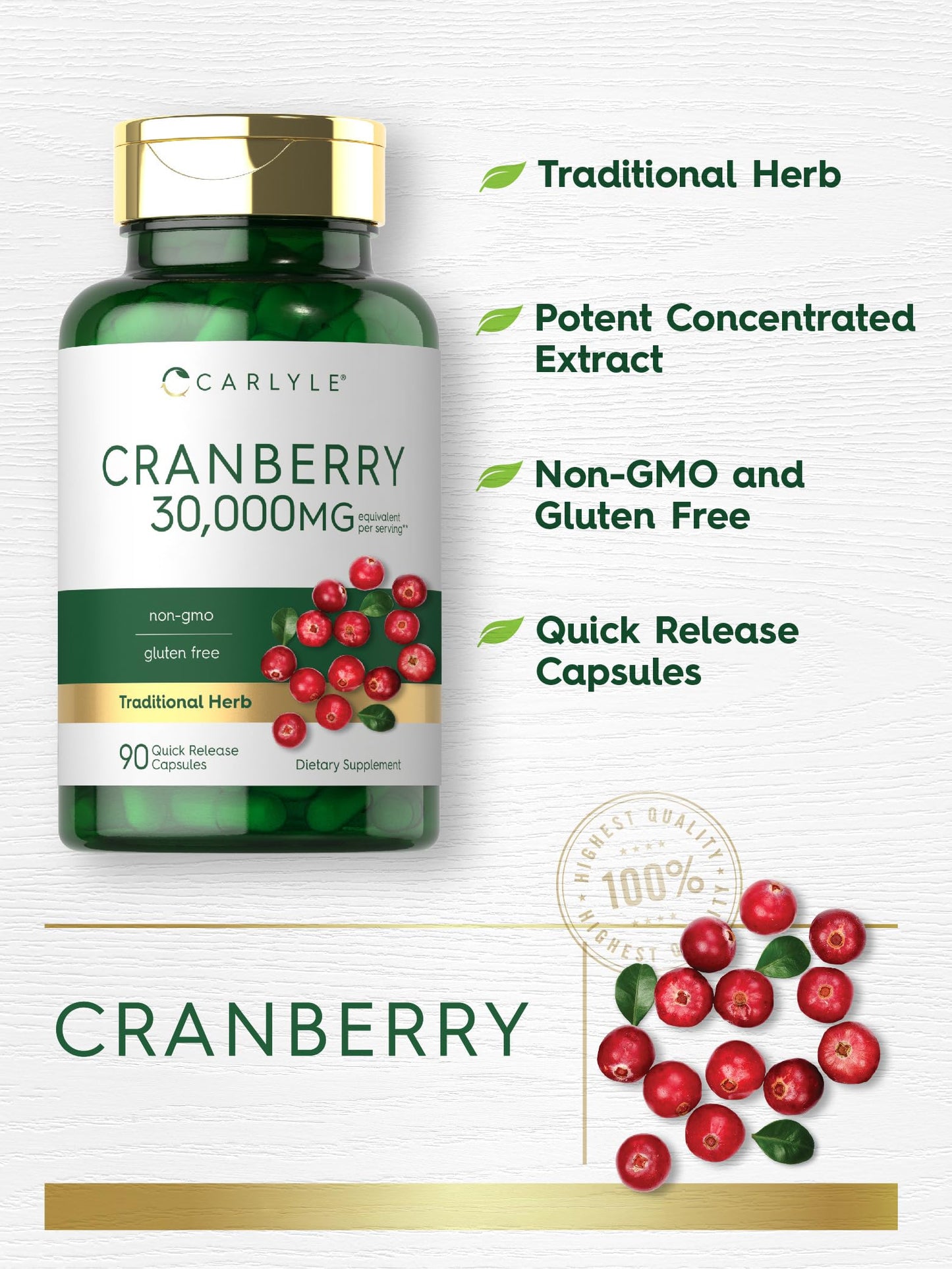 Carlyle Cranberry Supplement 90 Capsules
