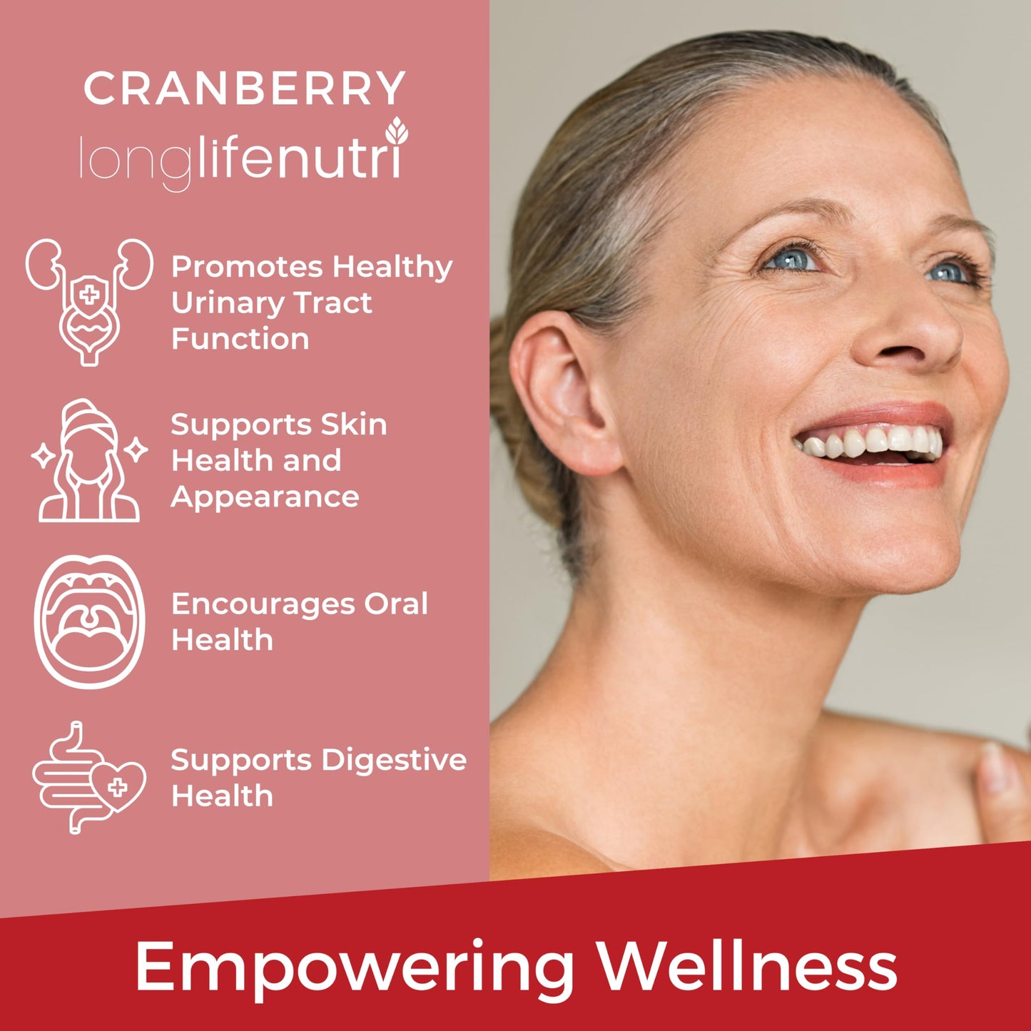 LongLifeNutri Cranberry Extract with Vitamin C & E Pure Concentrated Formula, 500mg per Serving, 180 Capsules