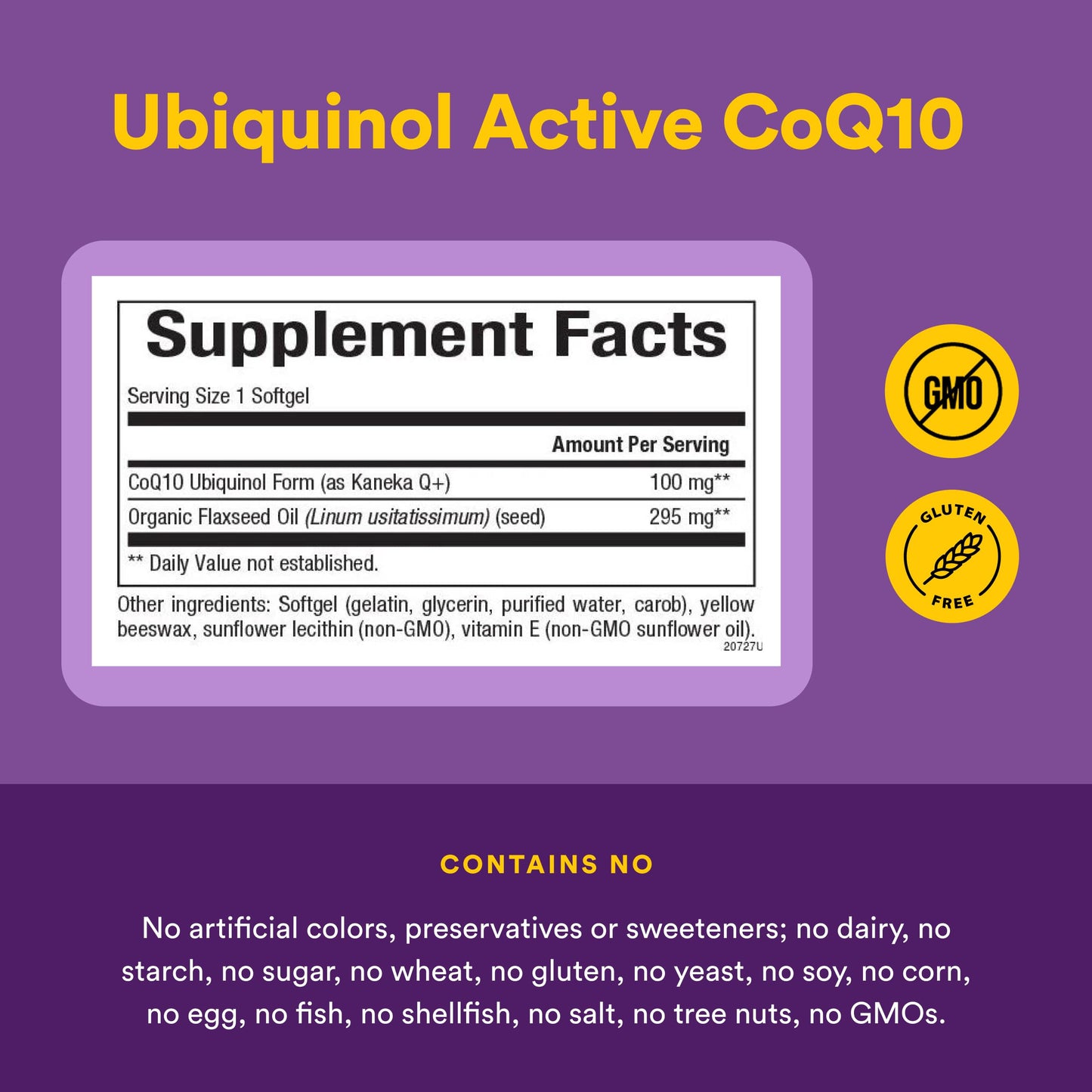 Natural Factors Ubiquinol 100 mg - Supports Heart Health & Natural Vitality - Antioxidant Support Supplement with Superior Absorption - Energy Support with Flaxseed Oil Softgels, 120 Count