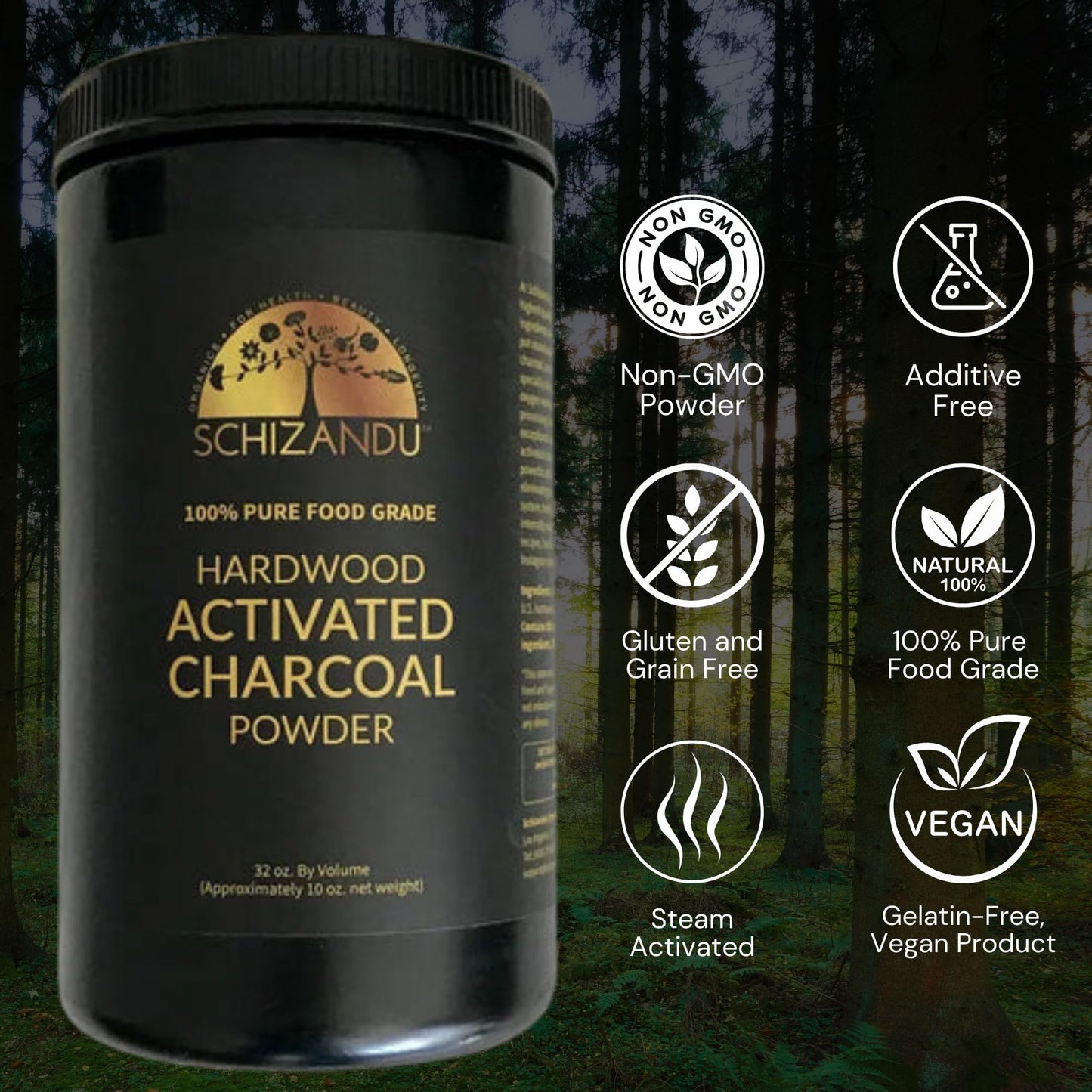 Schizandu Activated Hardwood Charcoal Powder 30