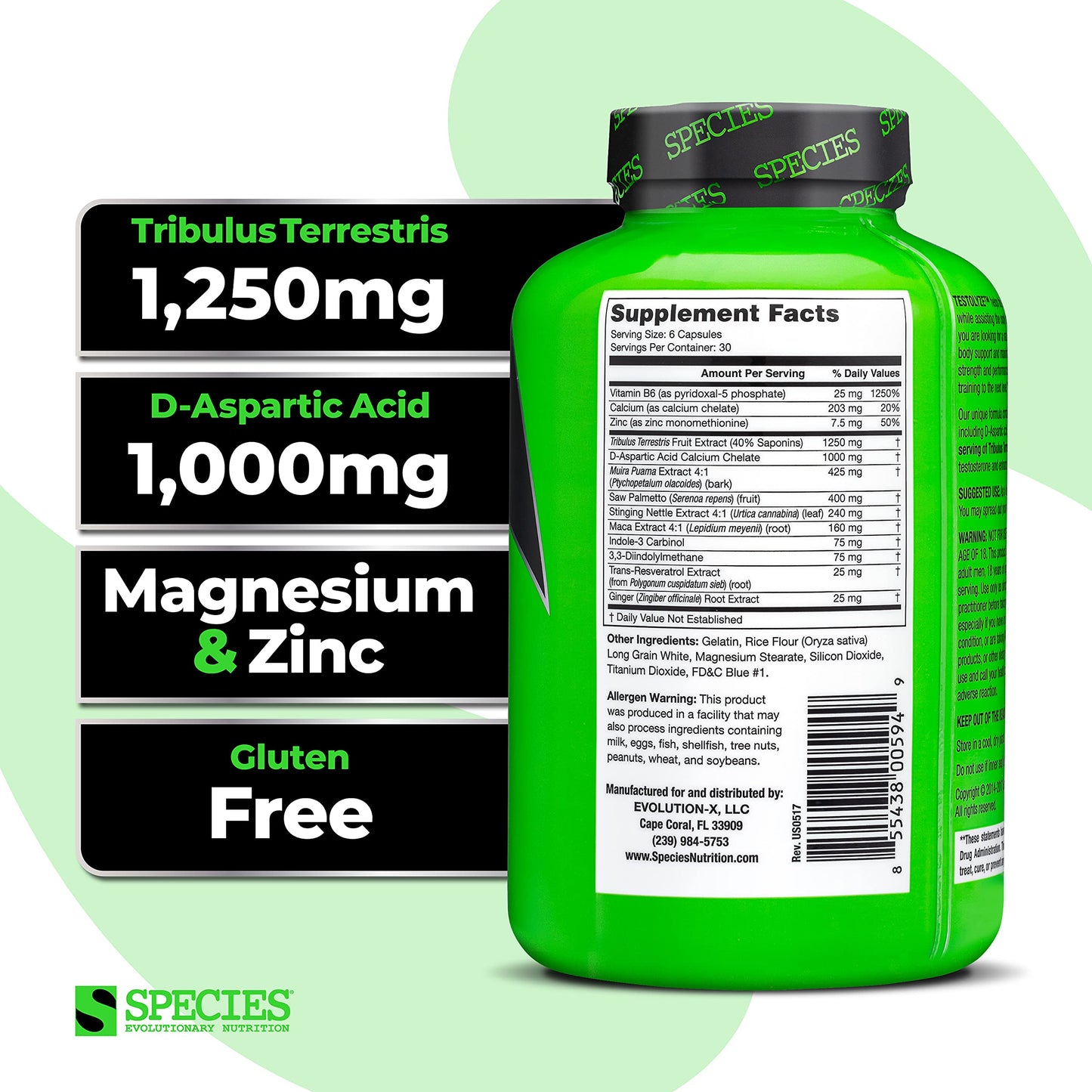 Species Nutrition Testolyze Natural Testosterone Booster Capsule 180 Count