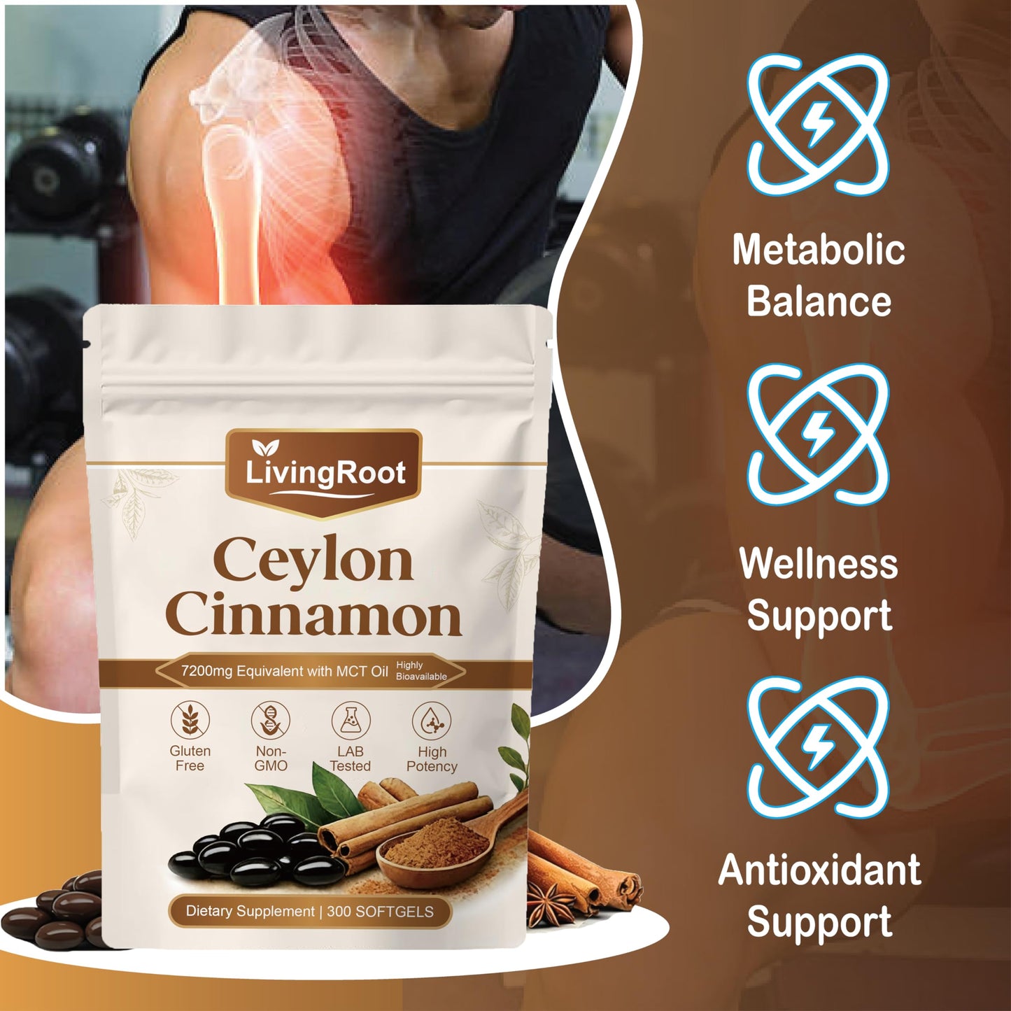 EILTEAU Living Root Ceylon Cinnamon Softgels 300 Count