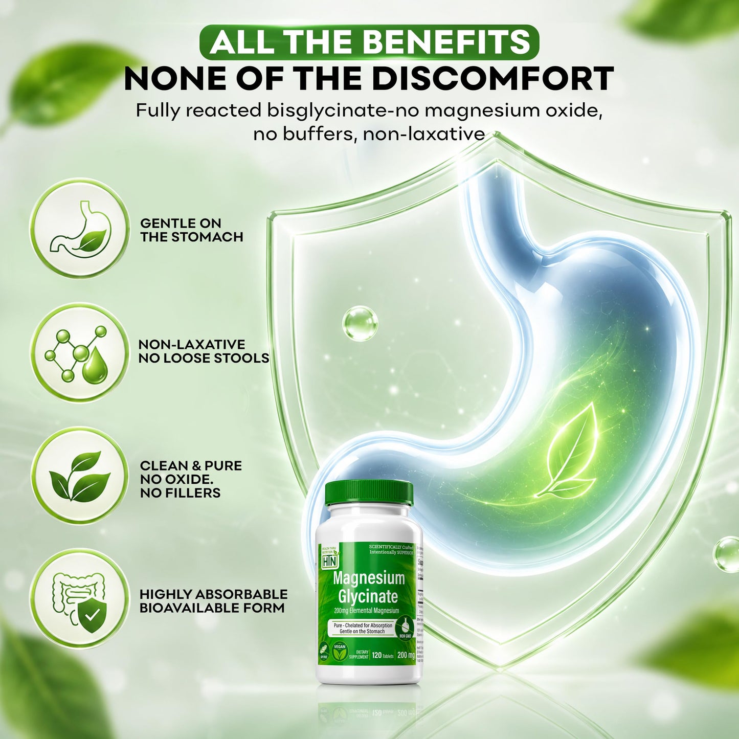 Health Thru Nutrition Magnesium Glycinate 200mg Elemental Tablets 120