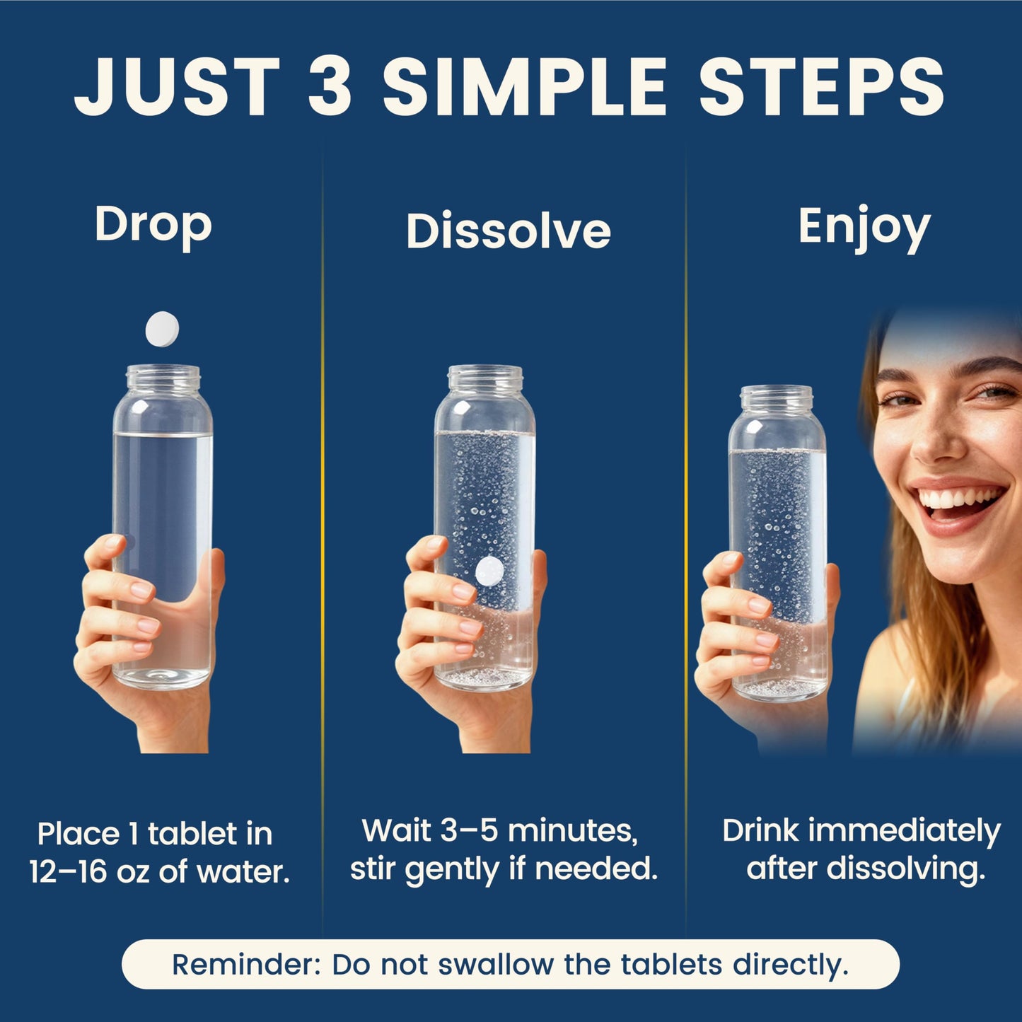 NUISM Molecular H2 Hydrogen Water Tablets with Magnesium, 16 PPM Hydrogen, Unflavored, 60 Tablets