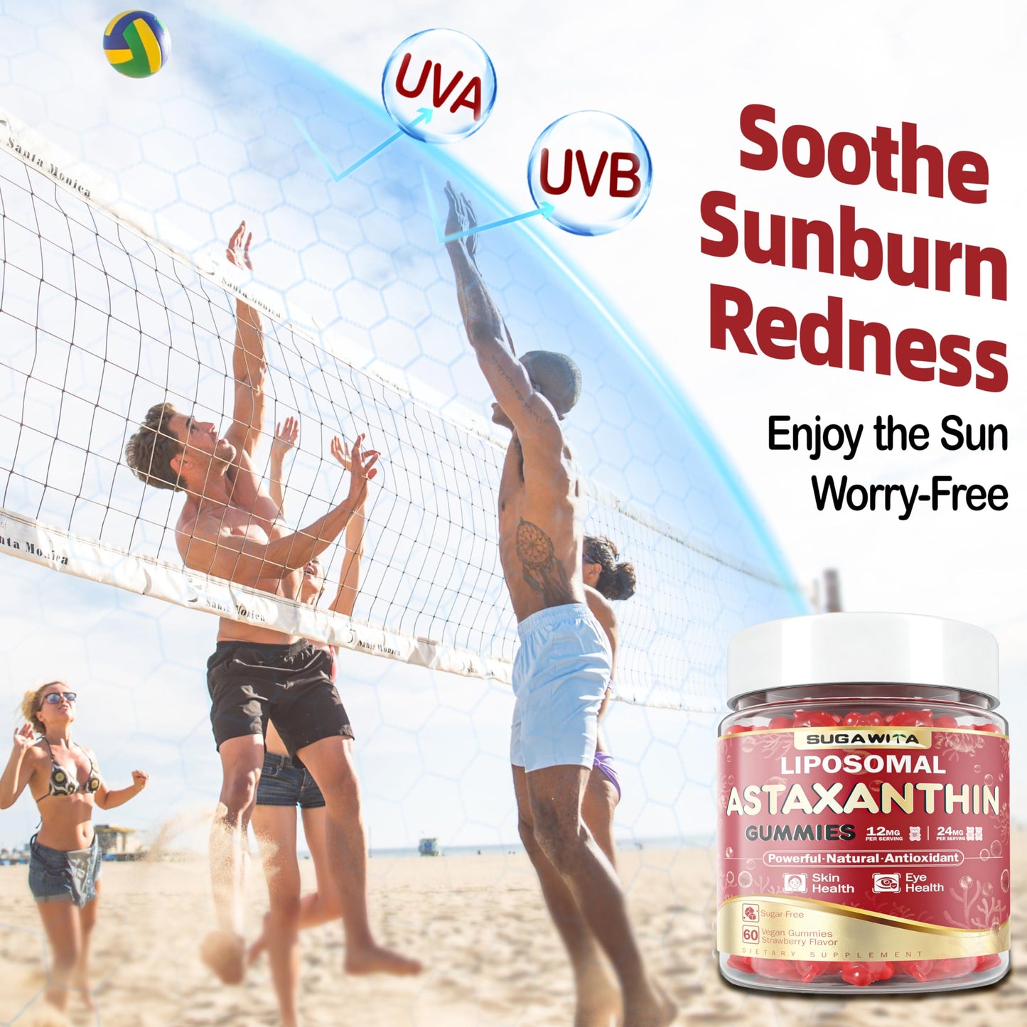 SUGAWITA Astaxanthin 12mg 24mg Gummies, 60 Count