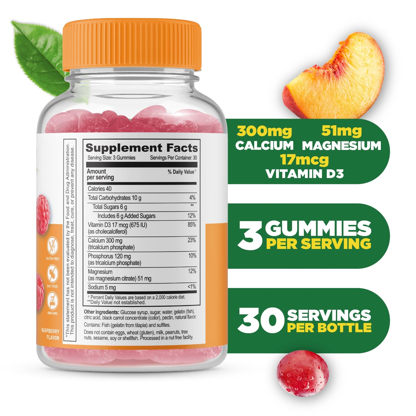 Lifeable Calcium Magnesium and Vitamin D Gummies, 90 Gummies