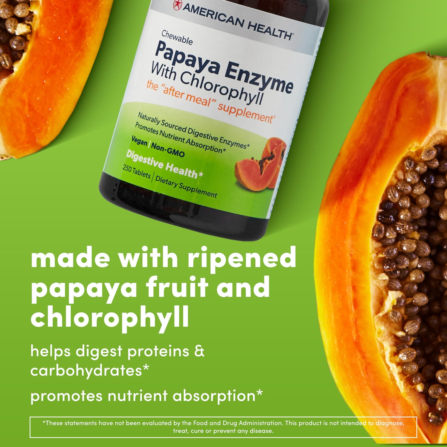 American Health Papaya Enzyme Caplets 250