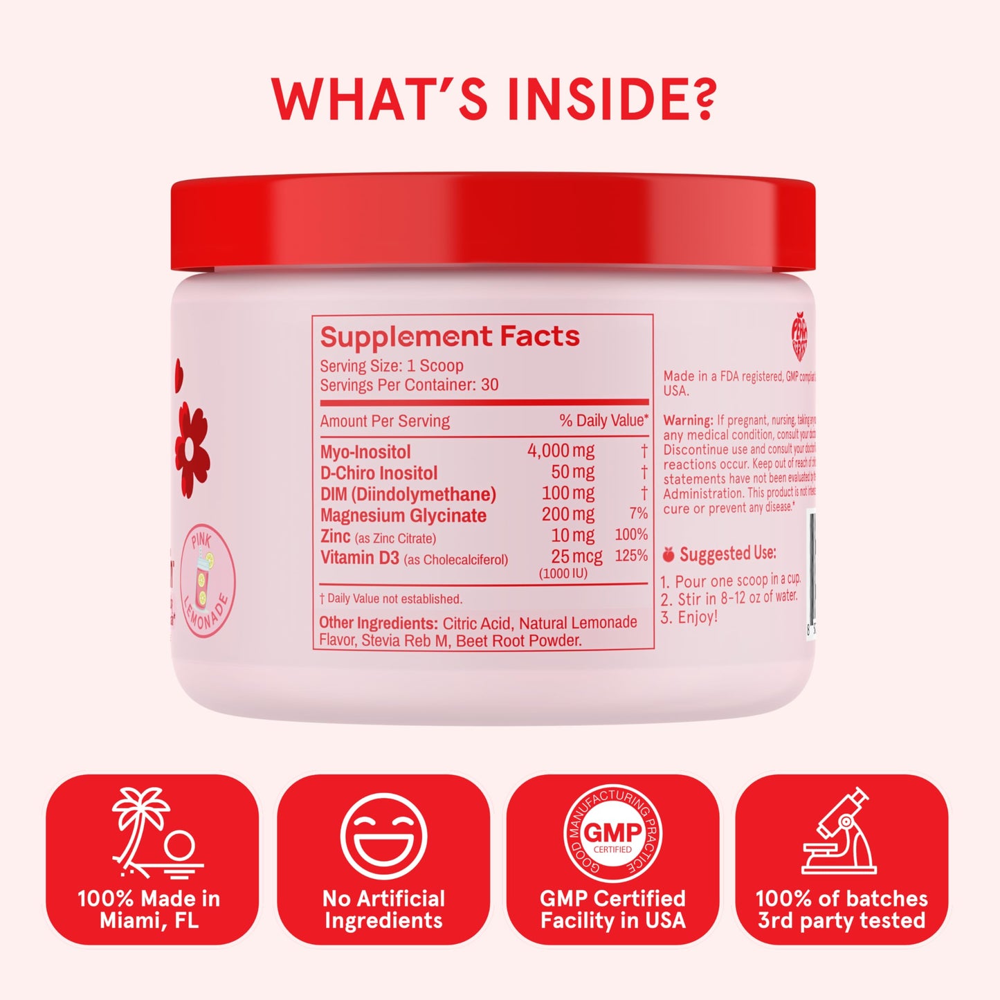 Peach Perfect Inositol Powder Multivitamin Capsule 180 Count