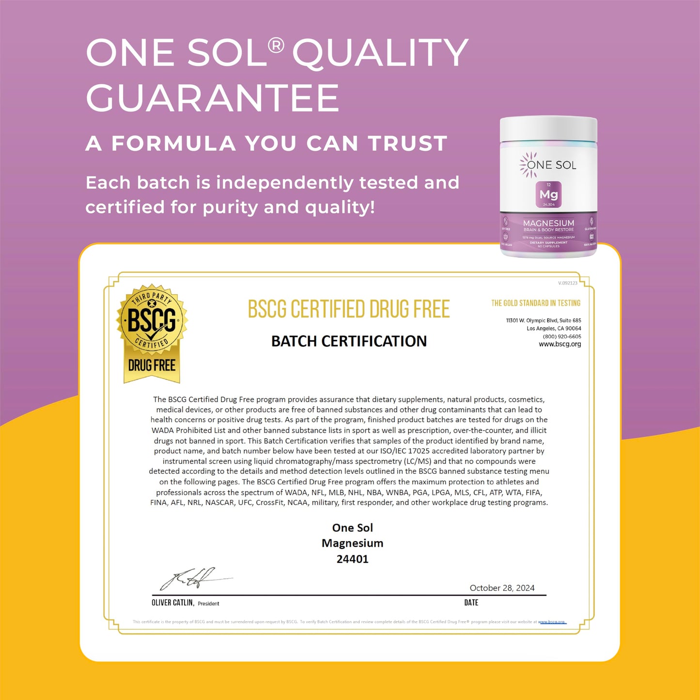 One Sol Magnesium Bisglycinate Capsules, 60 Count