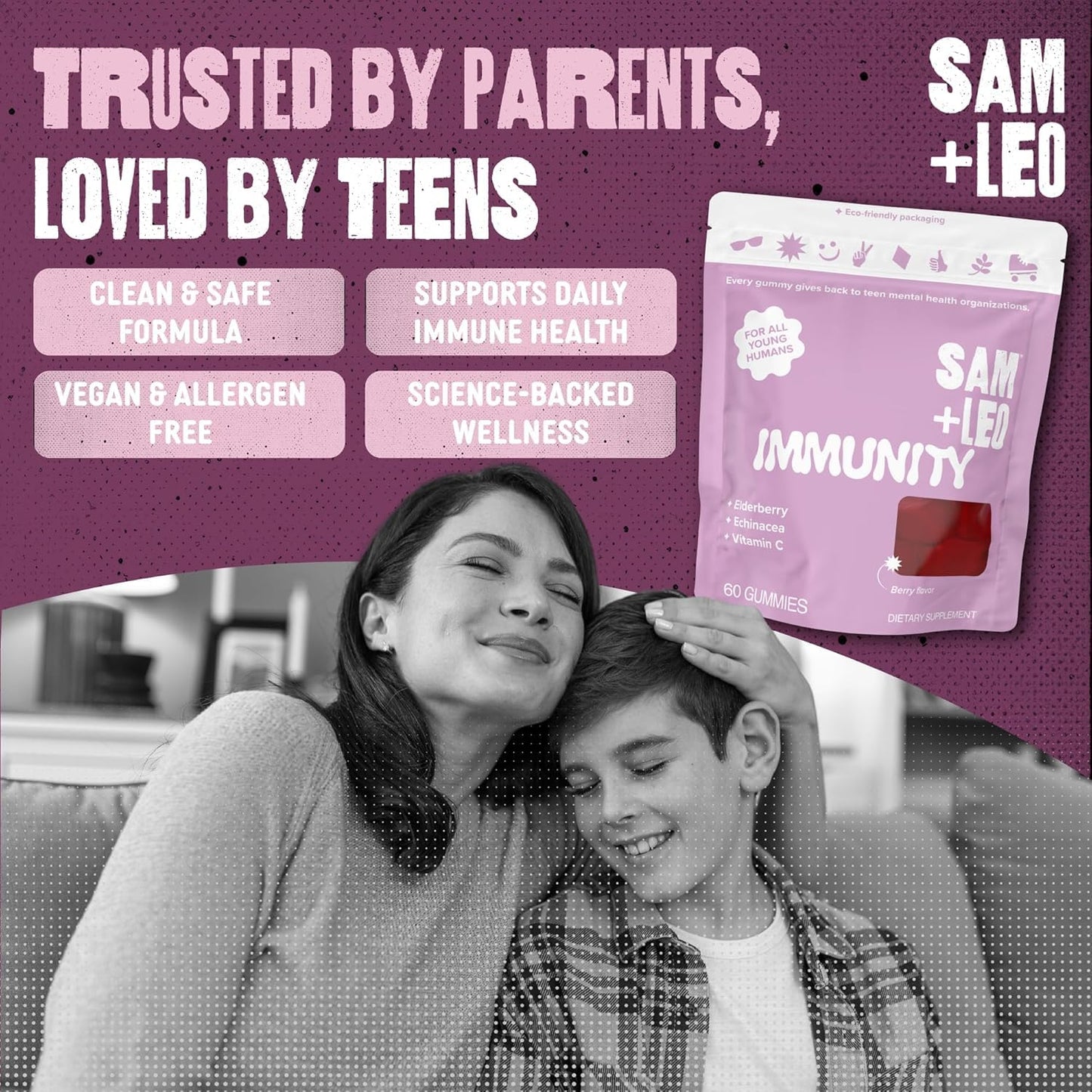 SAM+LEO Eye & Immunity Gummies for Kids & Teens, 120 Gummies