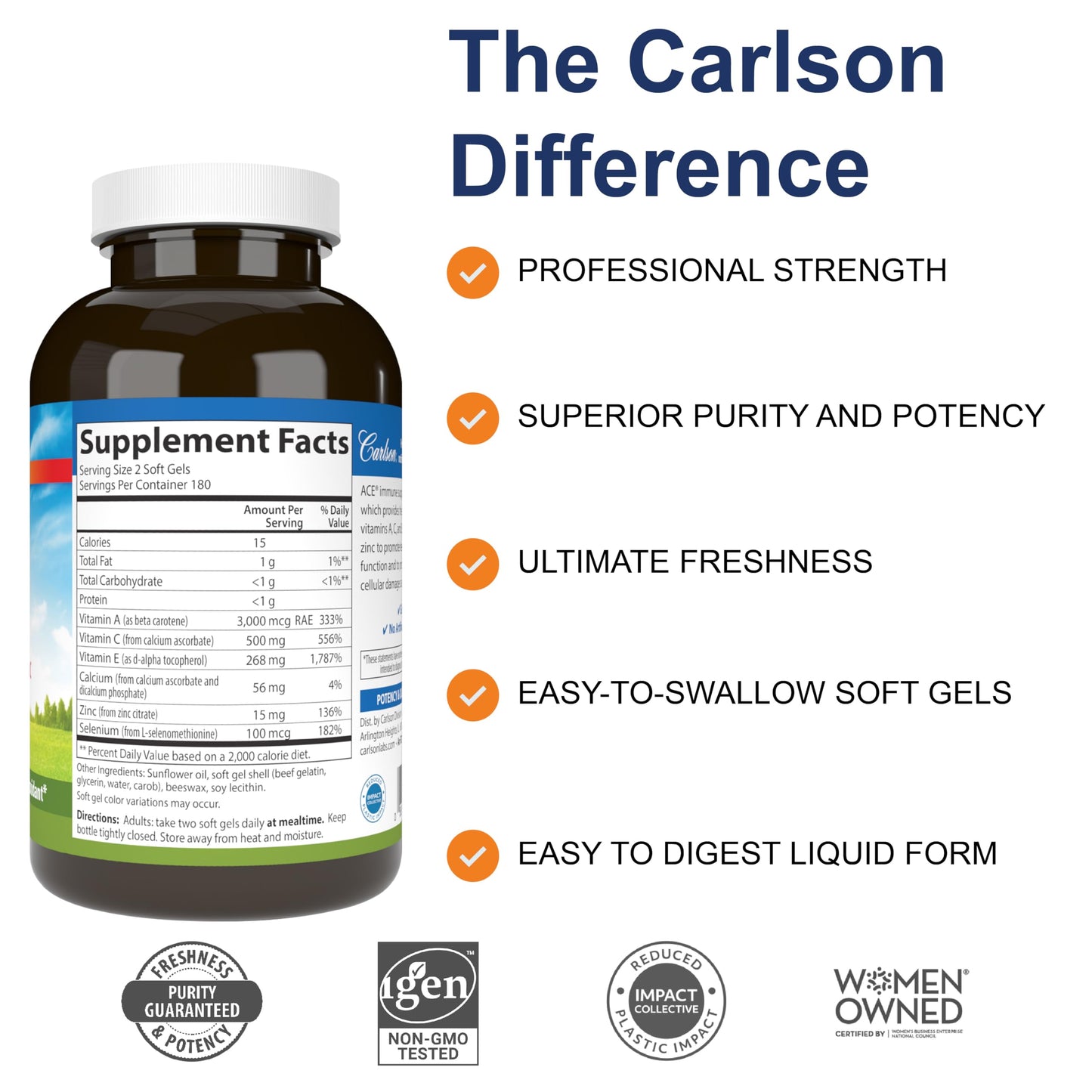 Carlson ACES + Zn Multivitamin Softgels, 360