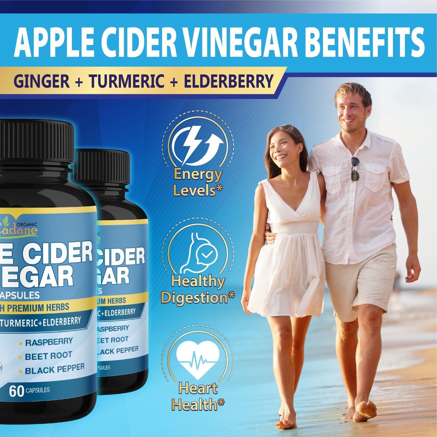 Organic Cadane Apple Cider Vinegar Extract Capsules, 120 Capsules