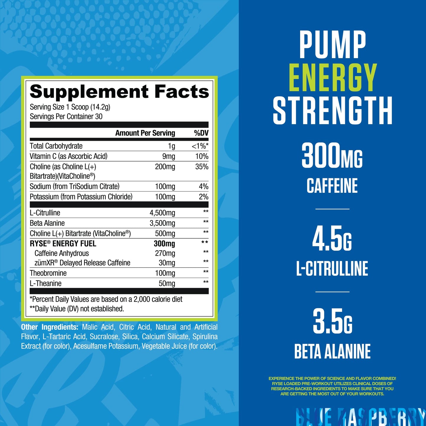 RYSE Up Supplements Loaded Pre Workout Powder 15.3 oz