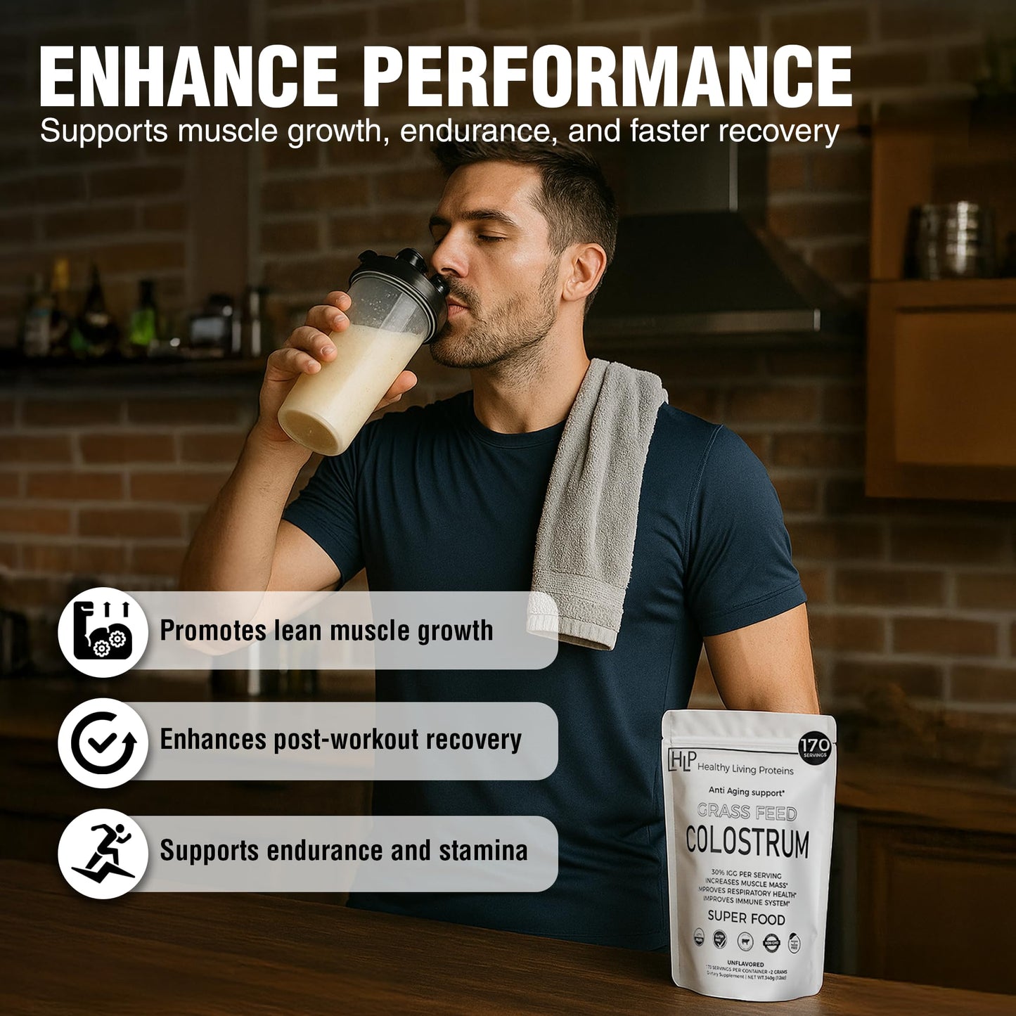 HLP Healthy Living Proteins Grass Fed Colostrum Powder, 12oz, 170 Servings
