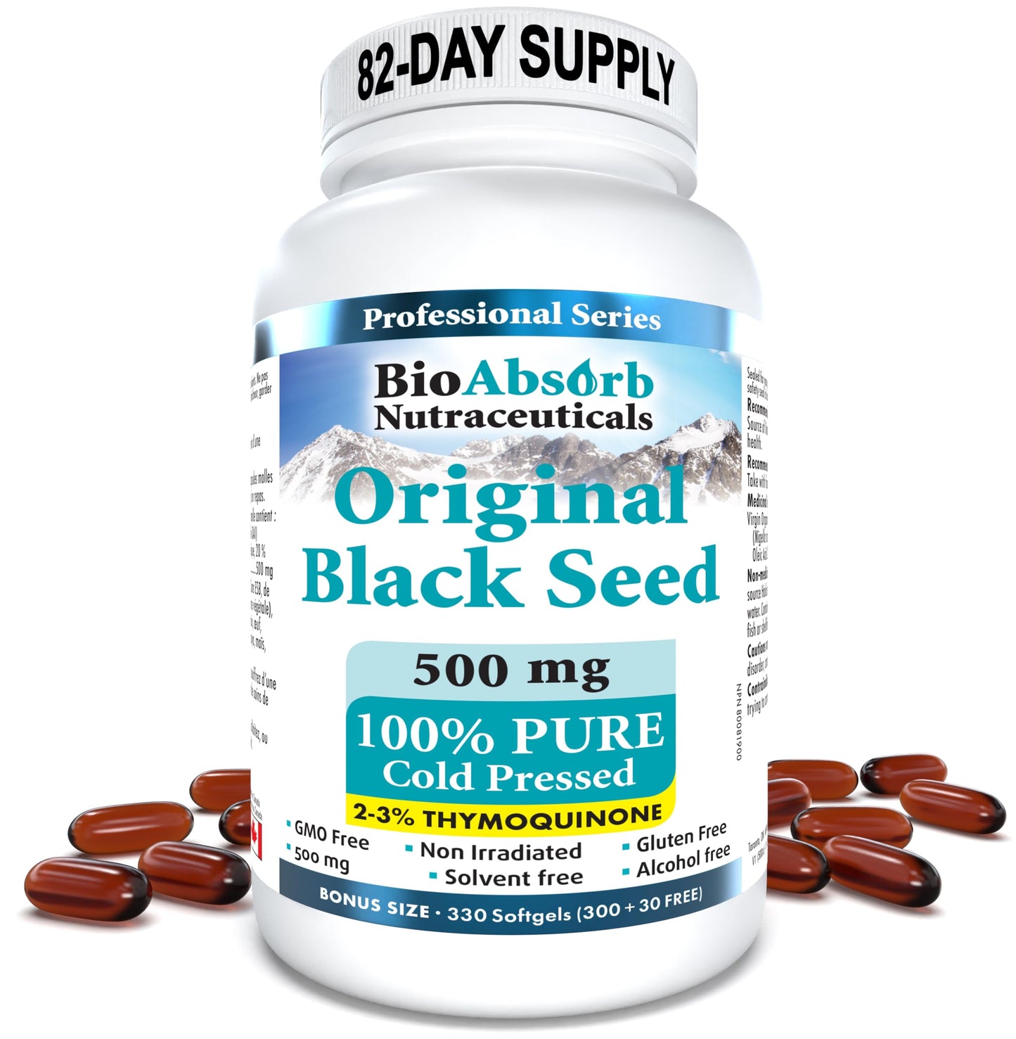 Bio Absorb Nutraceuticals Black Seed Oil Capsules Softgels 330 Count
