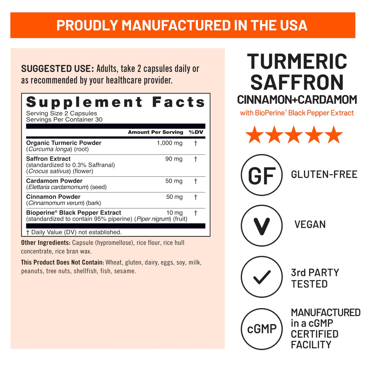 NatureWise Turmeric Saffron Supplement with Cinnamon & Cardamom + Bioperine for Ultra Absorption - Antioxidant + Mood Support - Non-GMO, Vegan, USA Manufactured - 60 Capsules