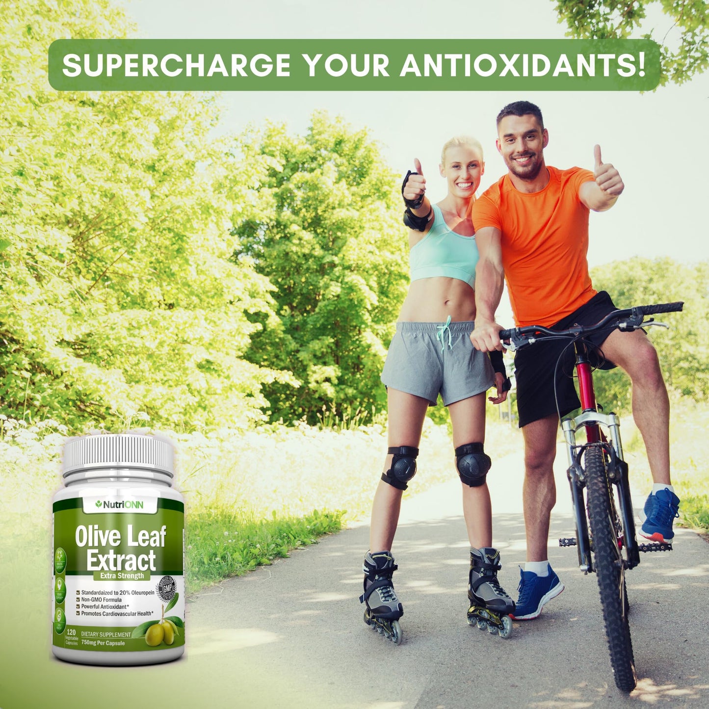 NutriONN Olive Leaf Extract 750 mg Capsules, 120 Count