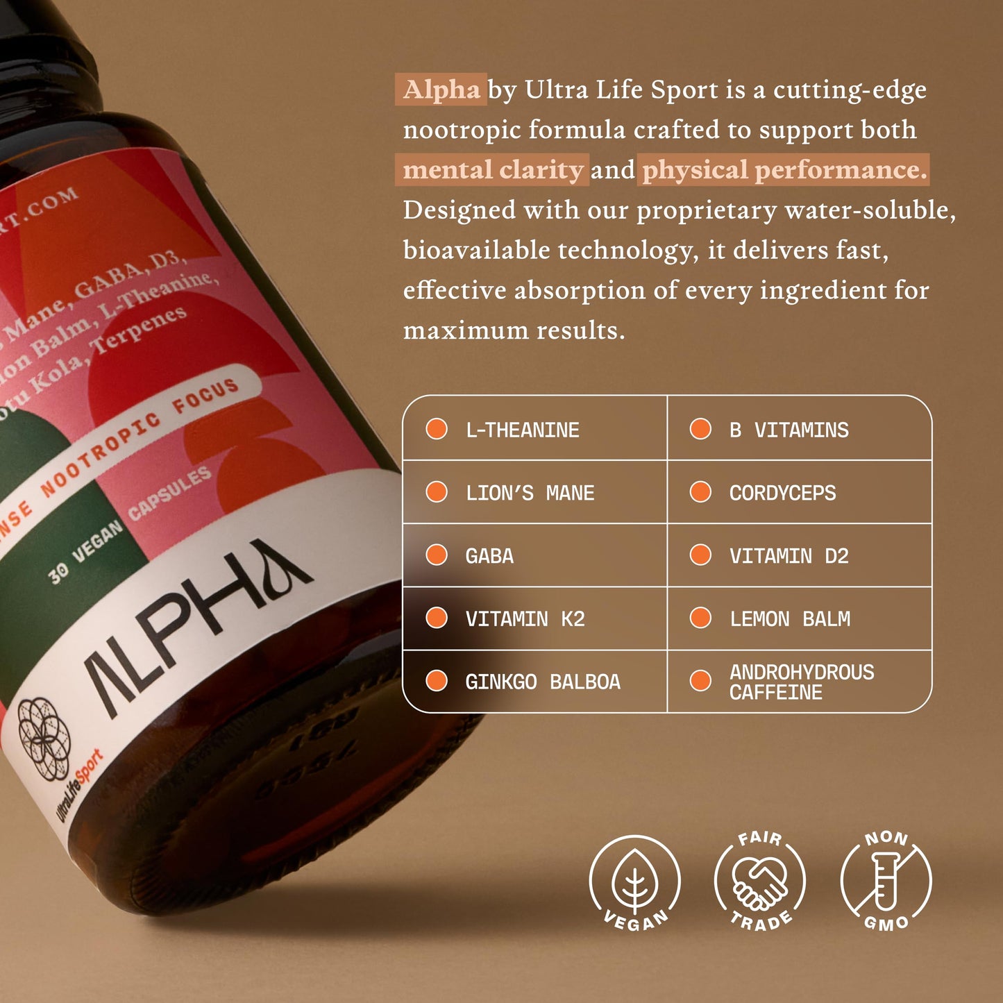 Ultra Life Sport Alpha Nootropic Capsules, 1 Count