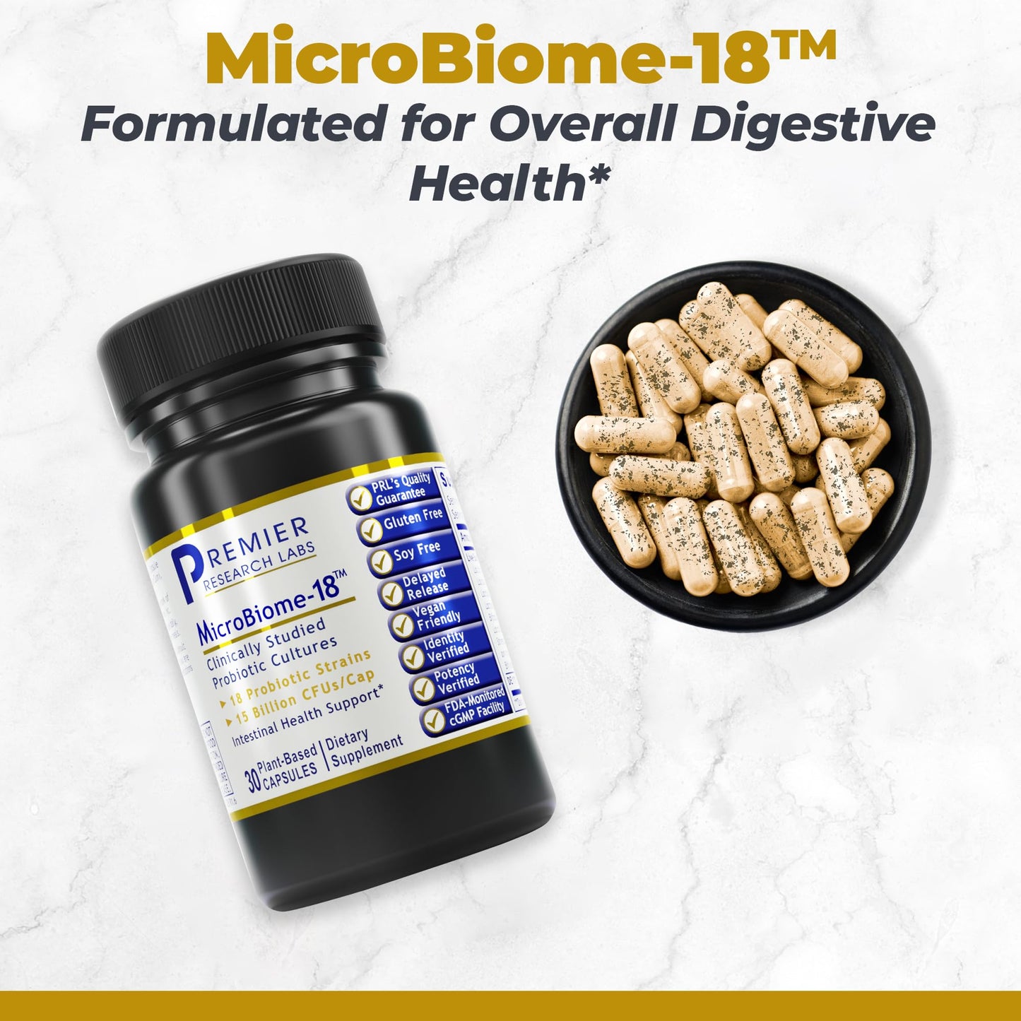 Premier Research Labs MicroBiome-18 Probiotics Capsule, 30 Count