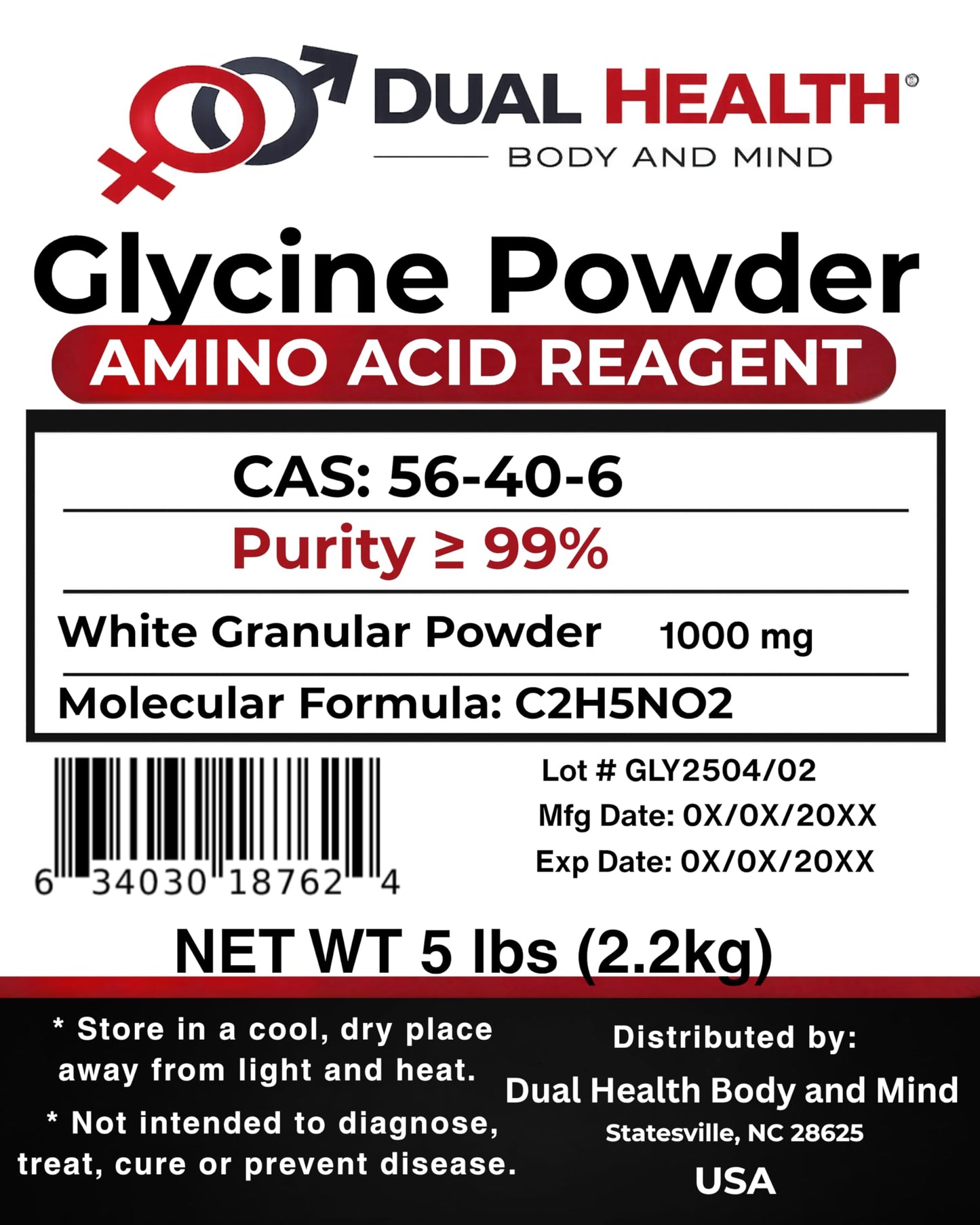 Dual Health Body & Mind Glycine Powder, 80 Count