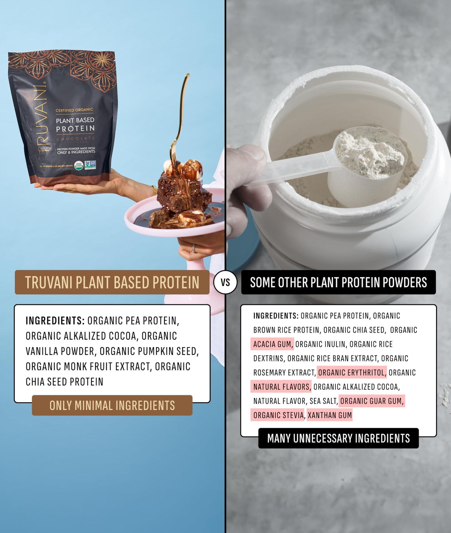 Truvani Organic Plant Based Protein Powder 21.1 oz