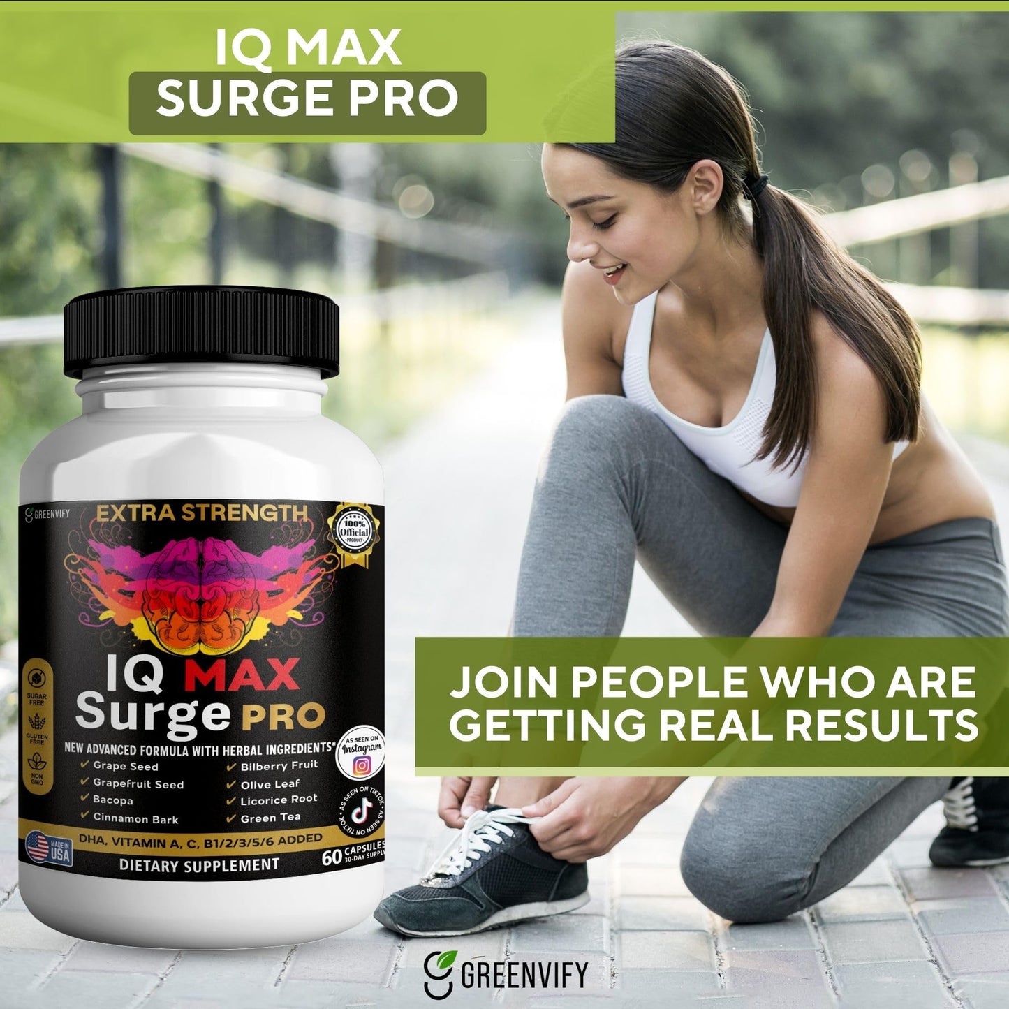 GREENVIFY IQ Max Surge Pro Brain Supplement 60 Capsules