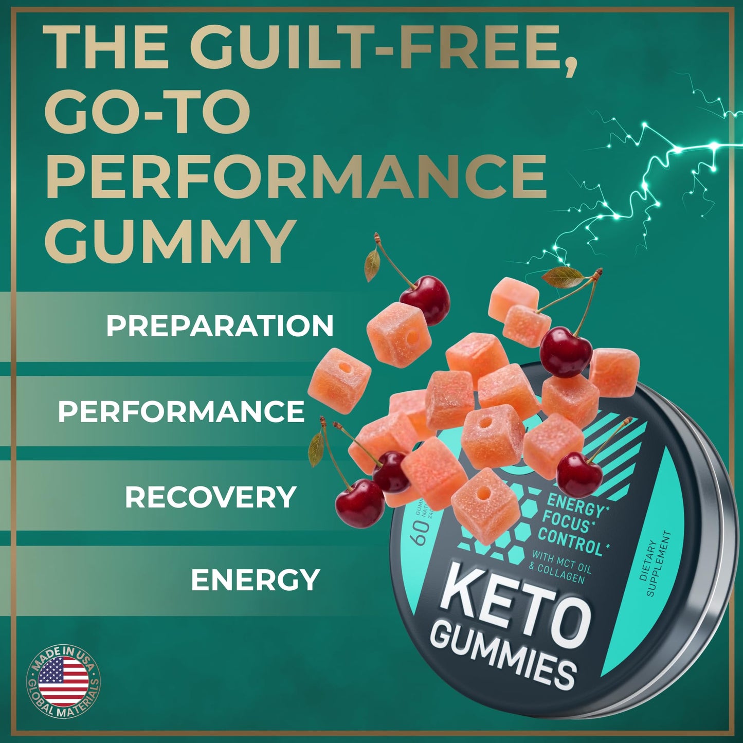 Wild Fuel MCT Oil Keto Gummies Collagen Metabolism Booster Gummy 60 Count