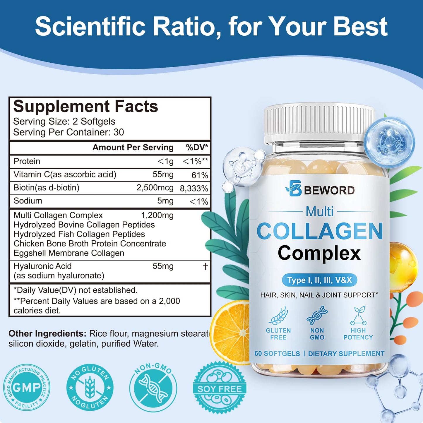 BEWORD Multi Collagen Softgels 240 Capsules
