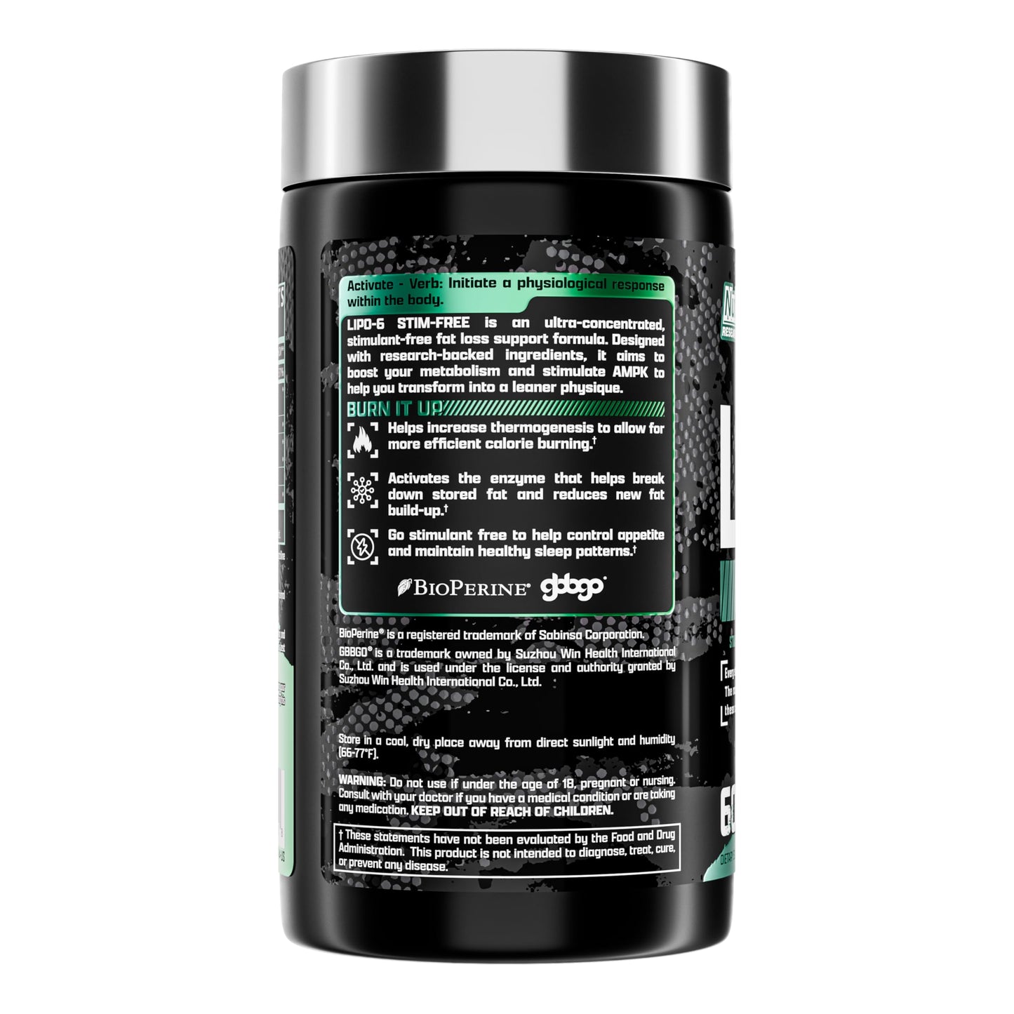 Nutrex Research LIPO SIX Stim-Free Metabolism & Appetite Support Capsule, 60 Count