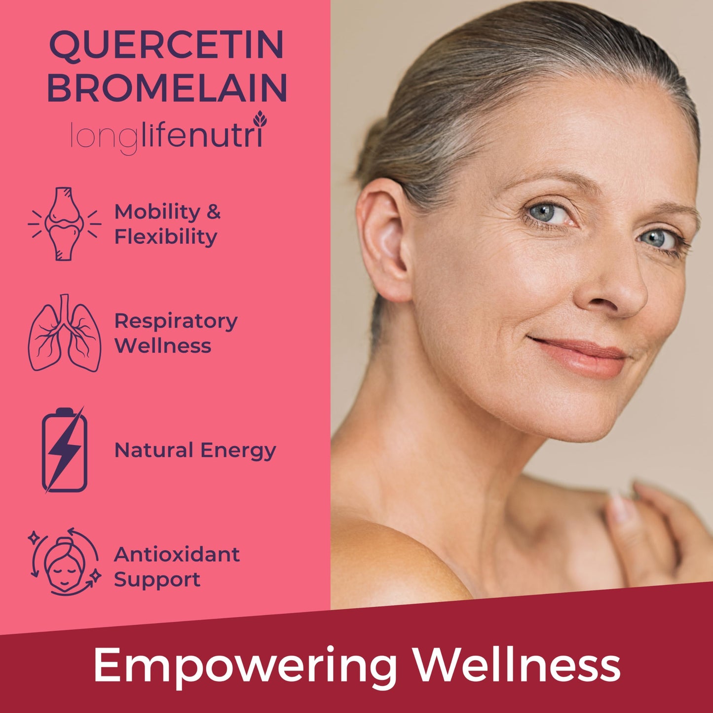 LongLifeNutri Quercetin 1000 mg with Bromelain 200 mg & Centrophenoxine 300 mg, Vegan Capsules, 240 Count