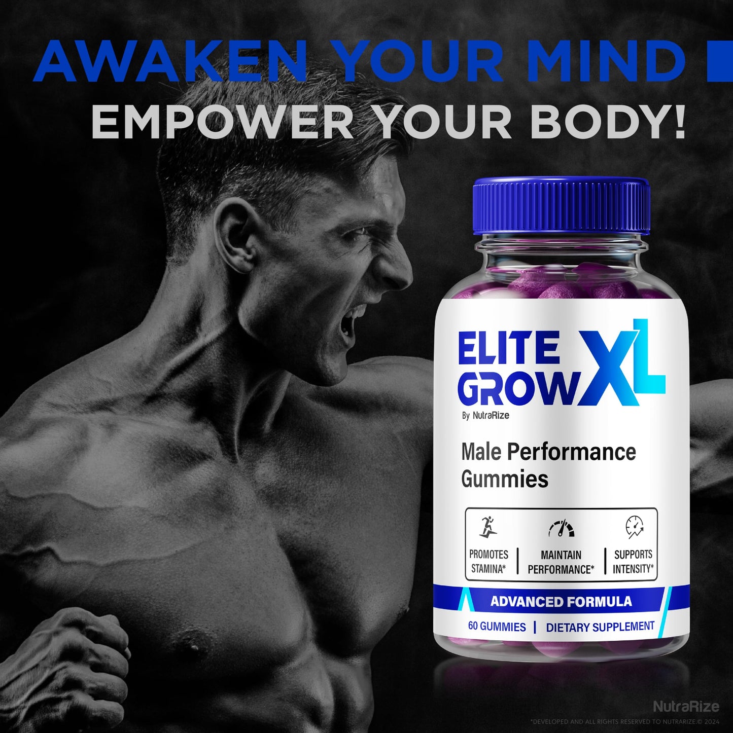 NutraRize Elite Grow XL Gummies for Men 60 Count