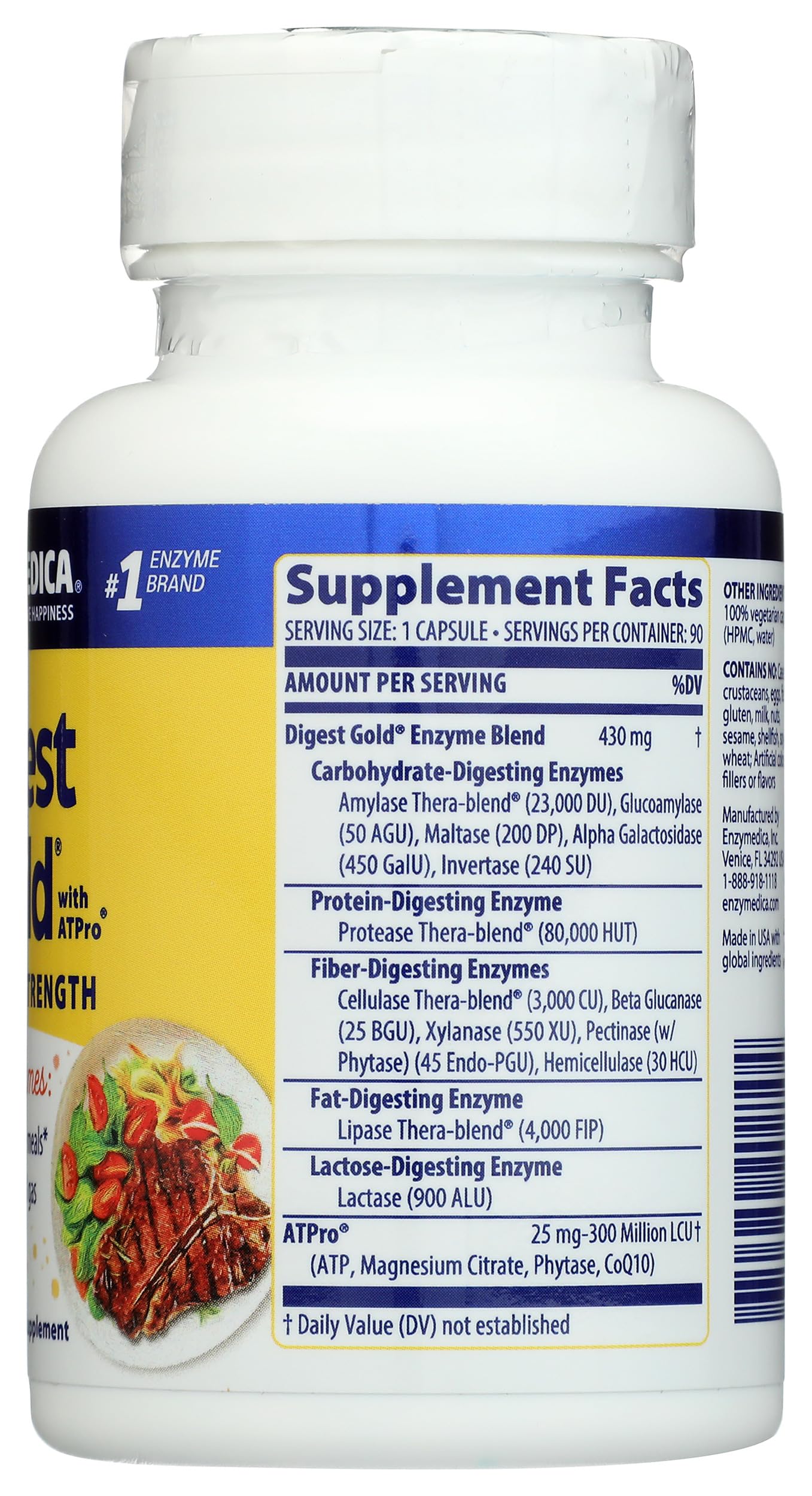Enzymedica Digest Gold + ATPro Maximum Strength Digestive Enzymes Capsule 90 Count
