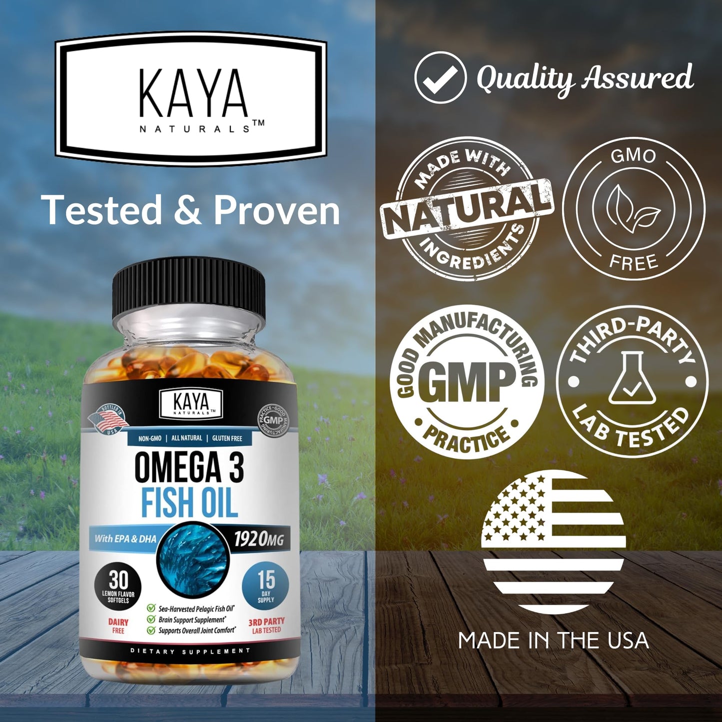 Kaya Naturals Omega 3 Supplement Softgels 60 Count