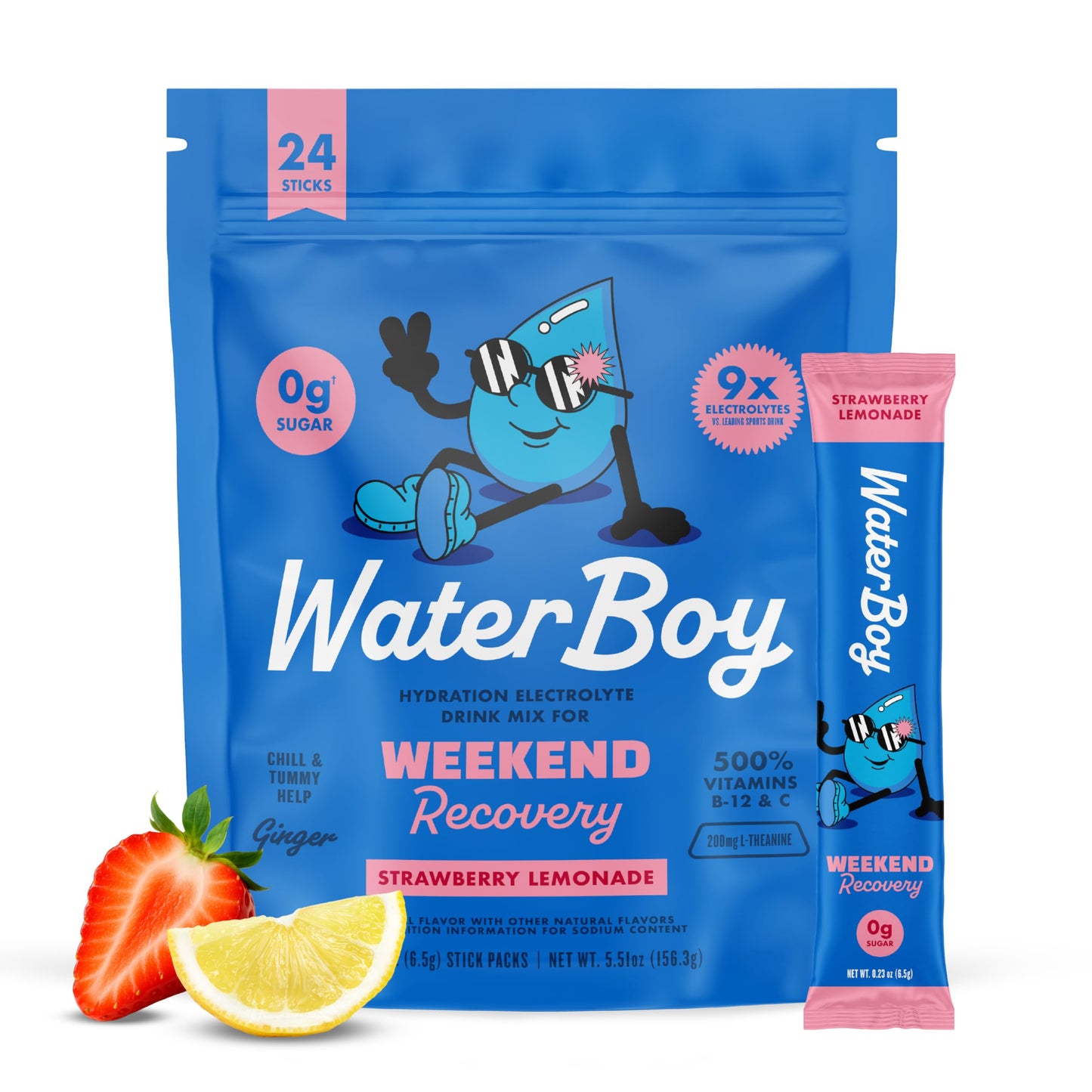 Waterboy Weekend Recovery Powder Strawberry Lemonade 2.75 oz
