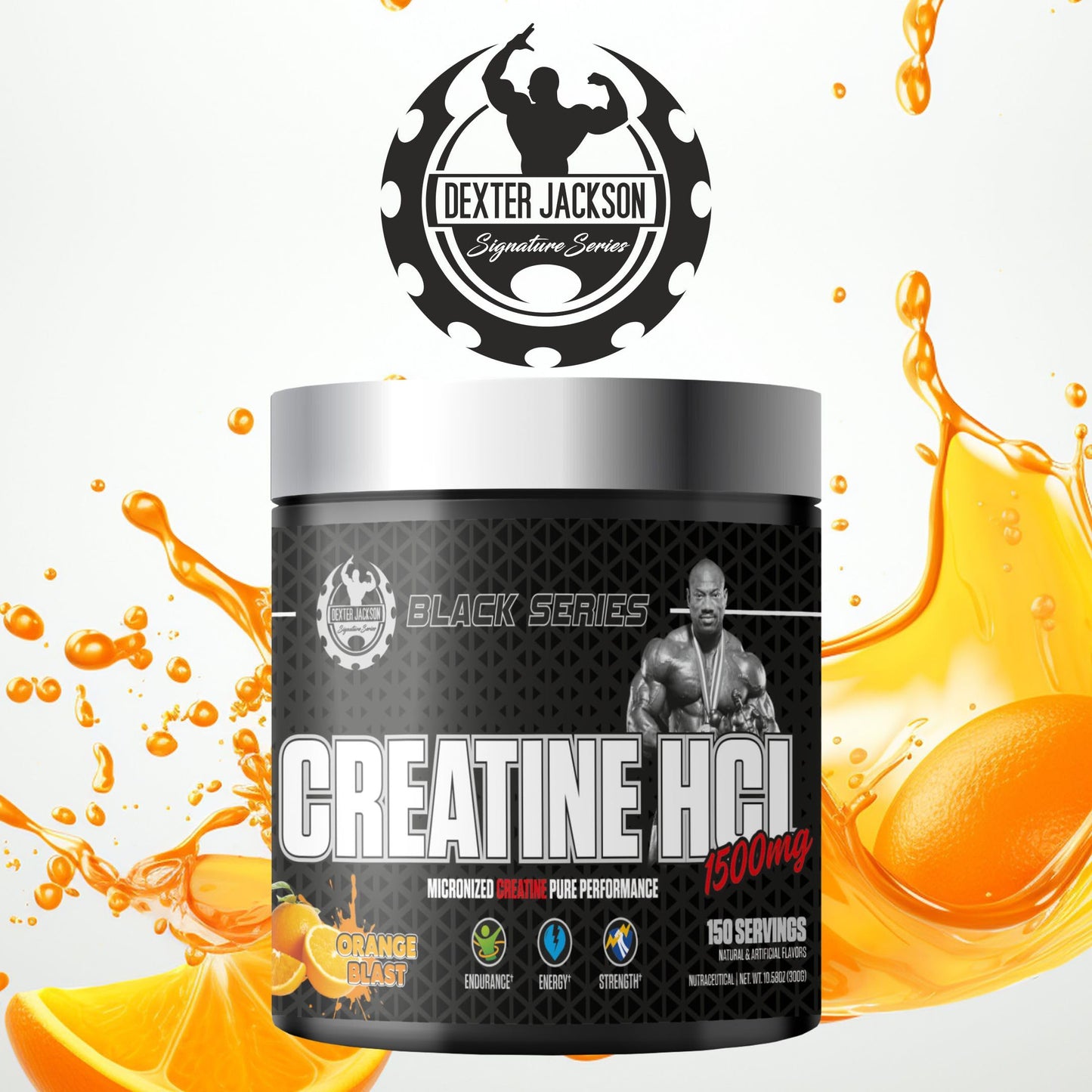 DEXTER JACKSON Black Series Creatine HCl 1500mg Powder, Orange Blast, 10.58 oz (300 g)