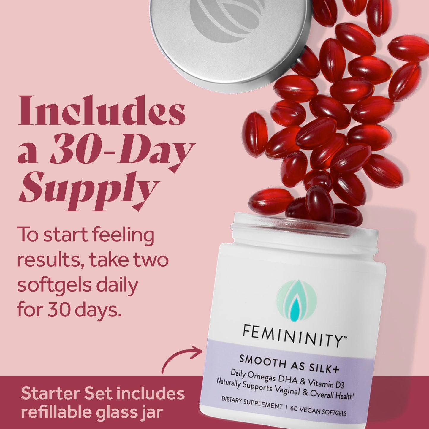 Femininity Smooth as Silk+ 30-Day Starter Kit for Vaginal Dryness Capsule 60 Count