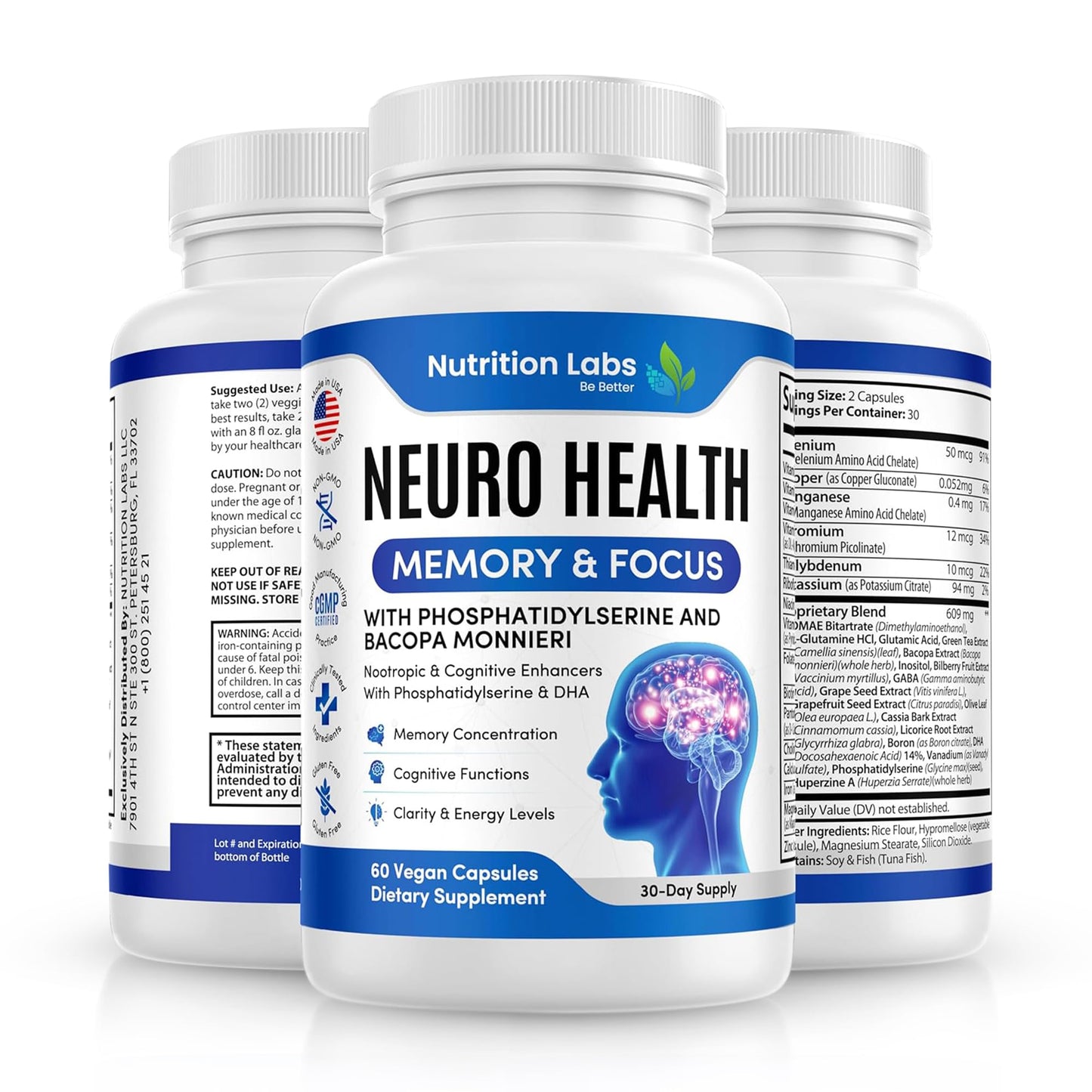 NUTRITION LABS BE BETTER Nootropic & Neuro Brain Supplement for Memory & Focus Support Capsule 1 Count